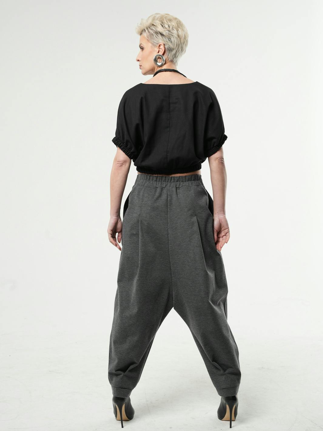 Thumbnail preview #1 for Casual Drop-Crotch Gray Pants