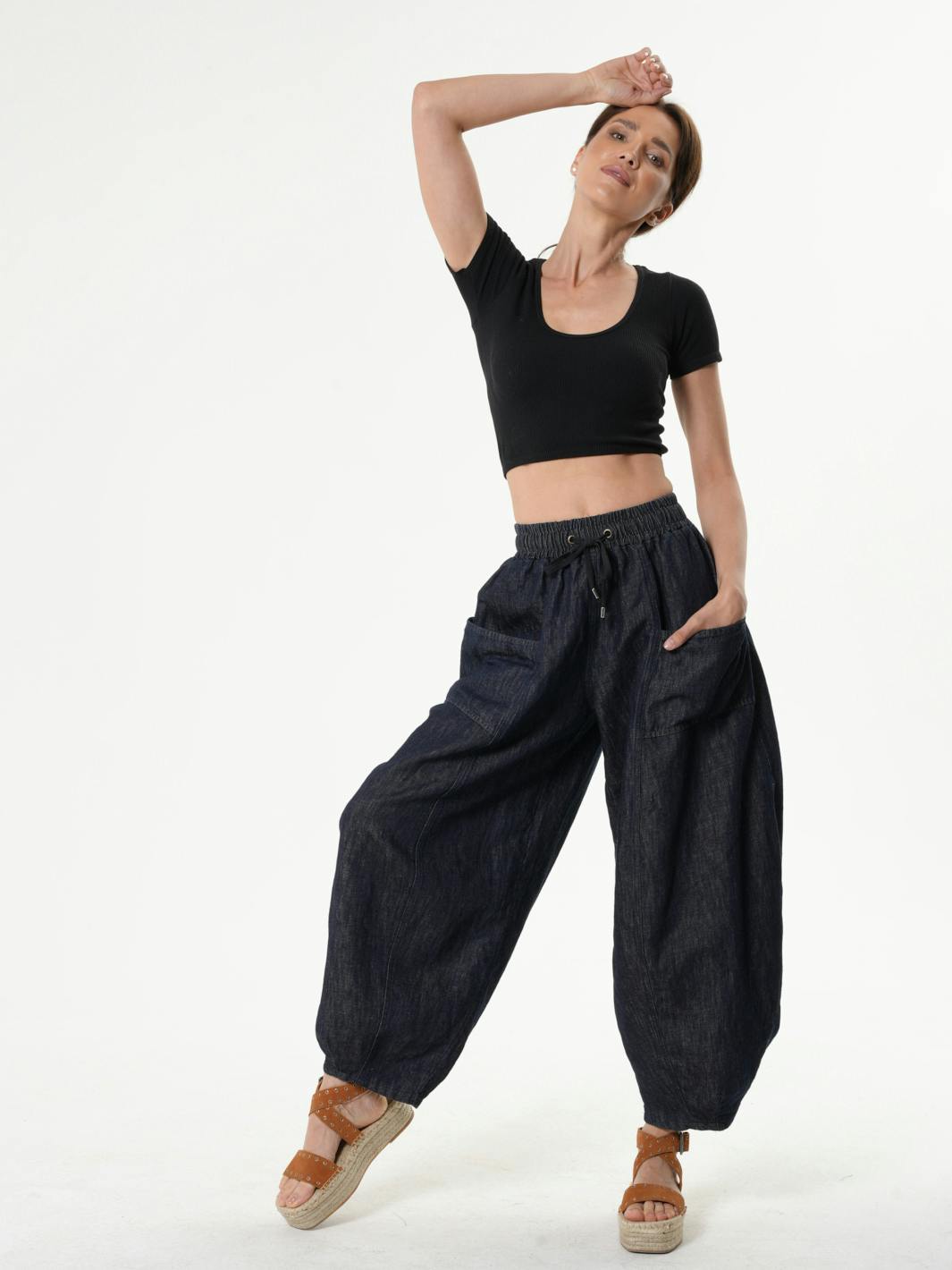 Thumbnail preview #7 for Casual Denim Pants With Linen