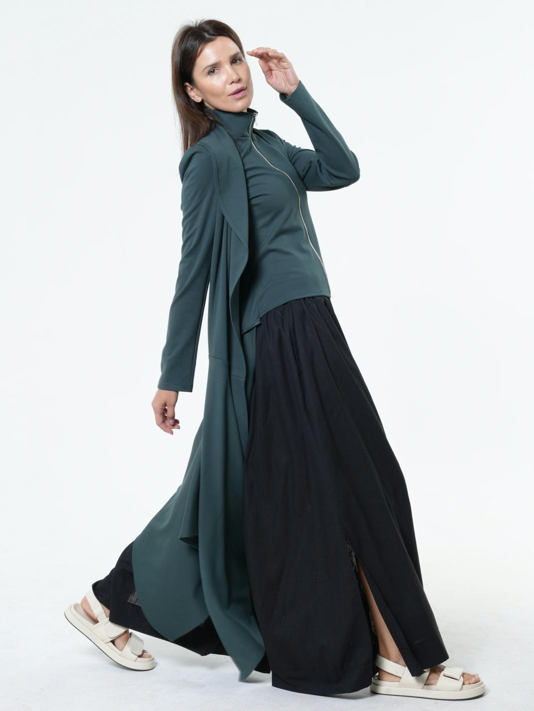 Thumbnail preview #3 for  Asymmetric Long Belted Cardigan