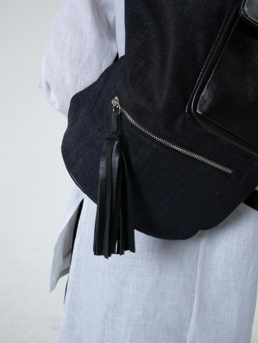 Thumbnail preview #7 for 2 in 1 Leather Denim Bag