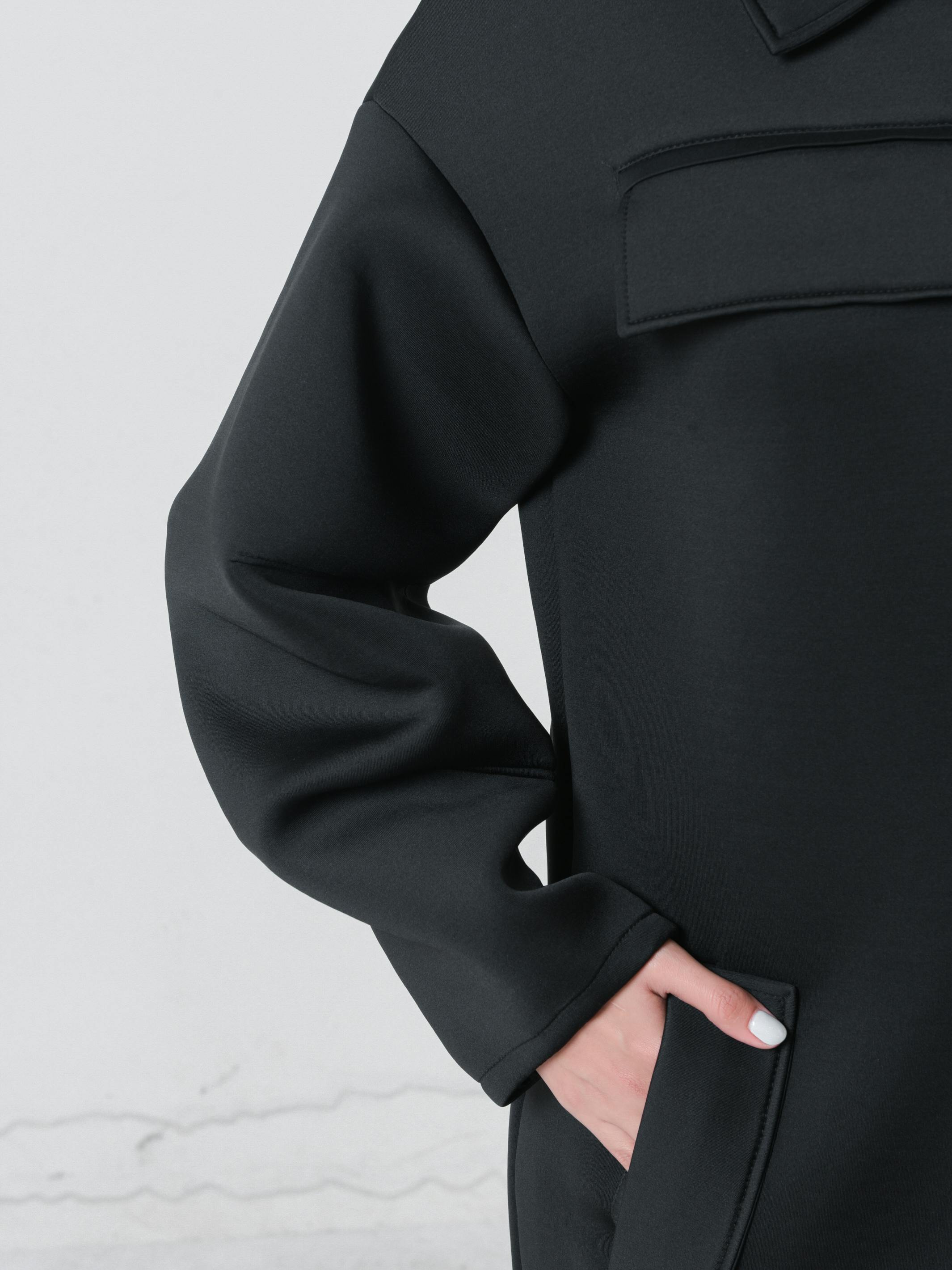 Thumbnail preview #5 for Long Black Neoprene Coat