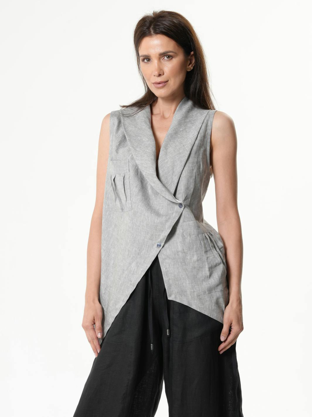 Asymmetric Linen Top / Sleeveless Linen Vest , a product by METAMORPHOZA