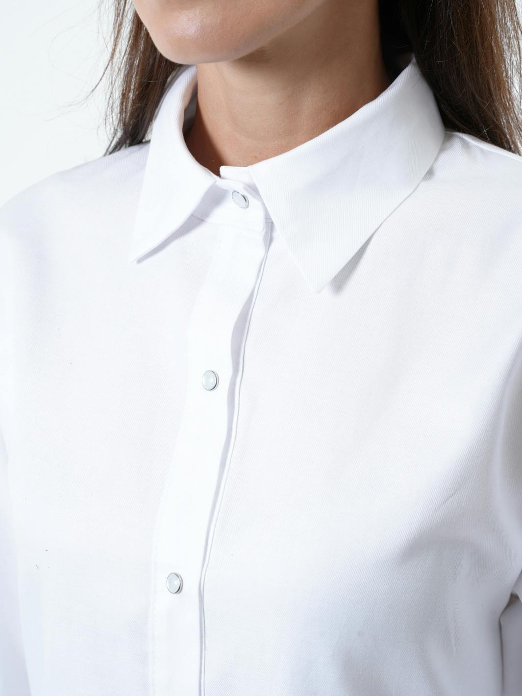 Thumbnail preview #9 for Asymmetric Cotton Tunic Shirt With ¾ sleeves