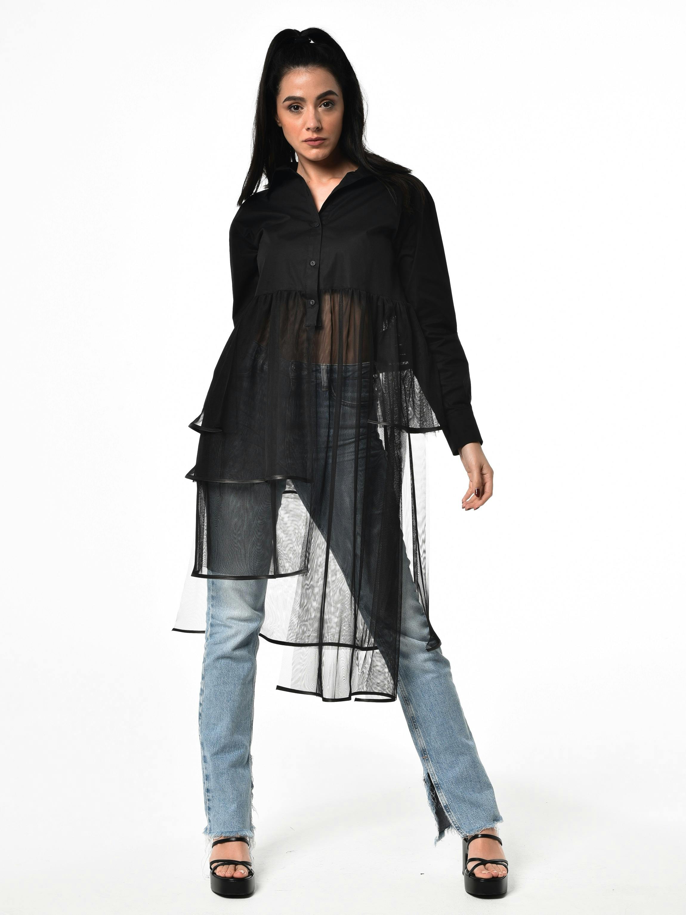 Avant Garde Shirt With See Through Tulle, a product by METAMORPHOZA