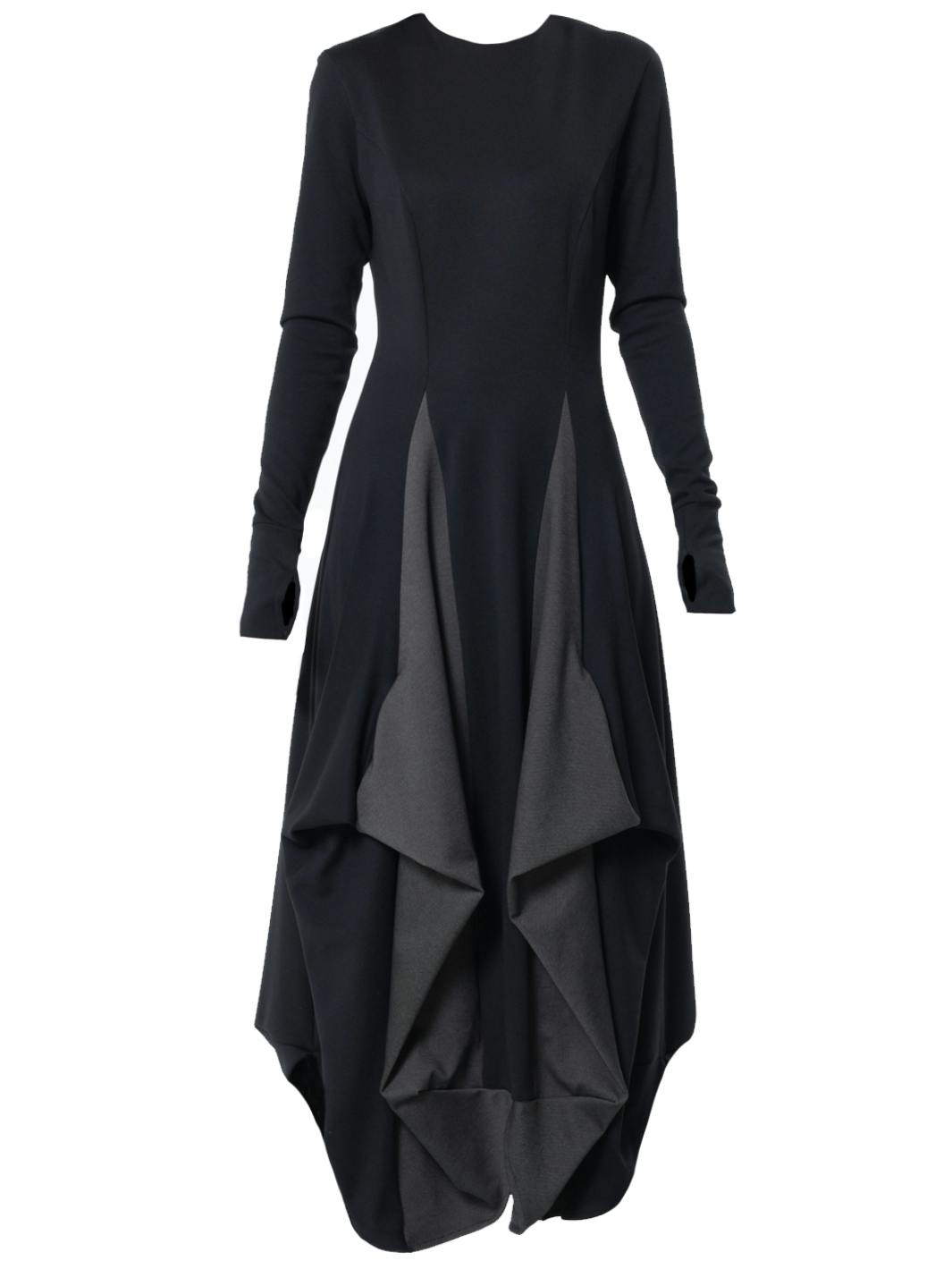 Thumbnail preview #4 for Long Dress With Draping and Thumbhole Sleeves