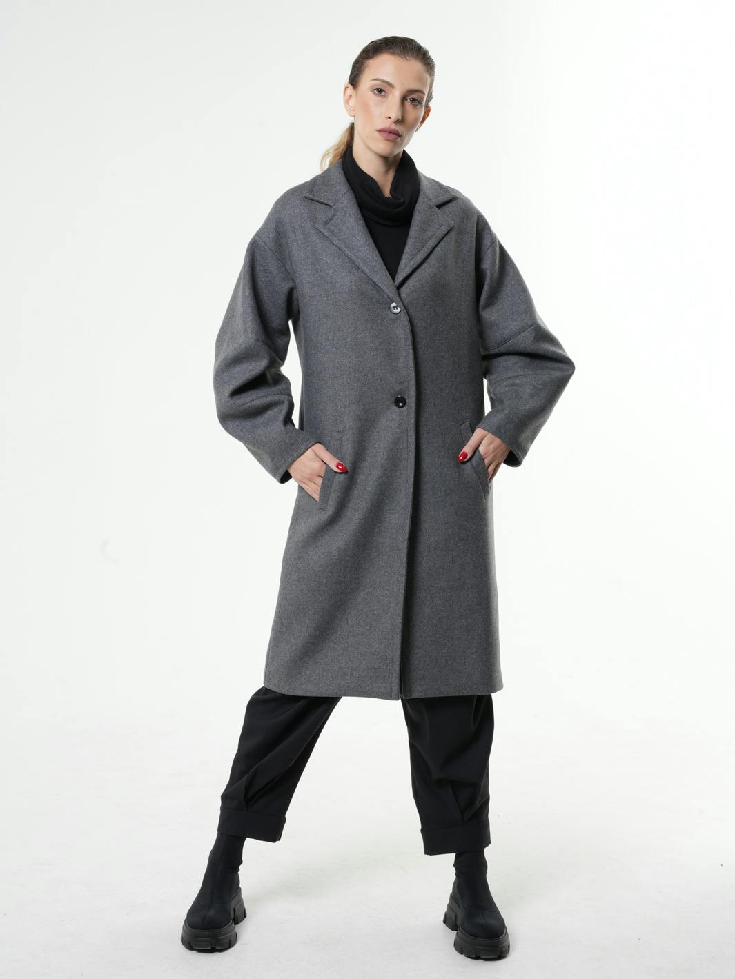 Thumbnail preview #6 for Long Gray Wool Coat 