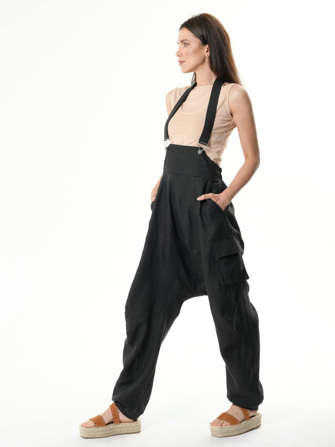 Thumbnail preview #5 for Oversize Linen Jumpsuit In Black 