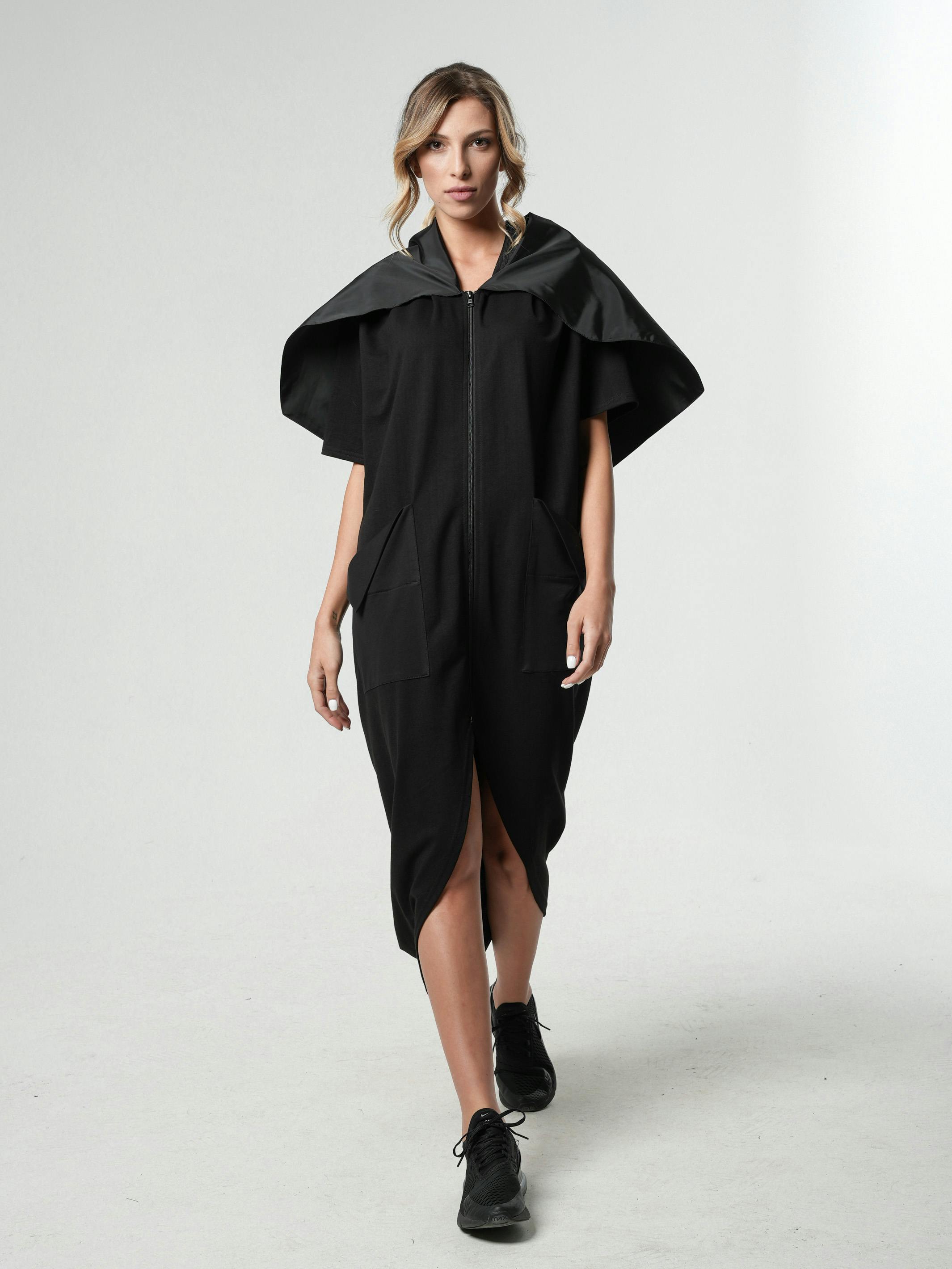 Thumbnail preview #0 for Extravagant Zipper Tunic With Shoulder Cape