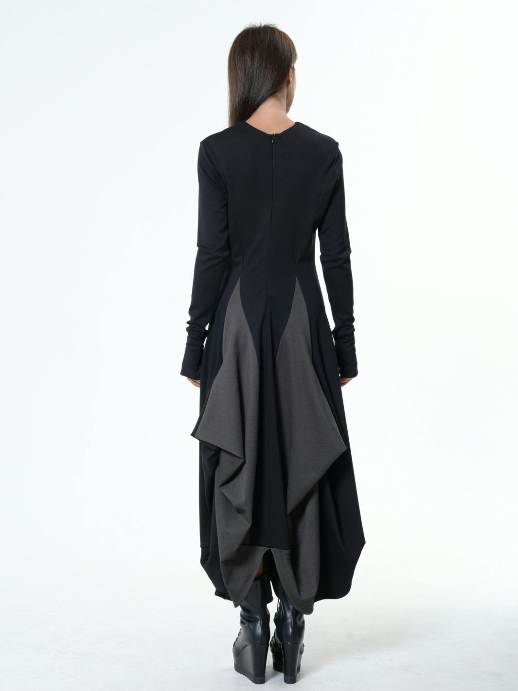 Thumbnail preview #6 for Long Dress With Draping and Thumbhole Sleeves