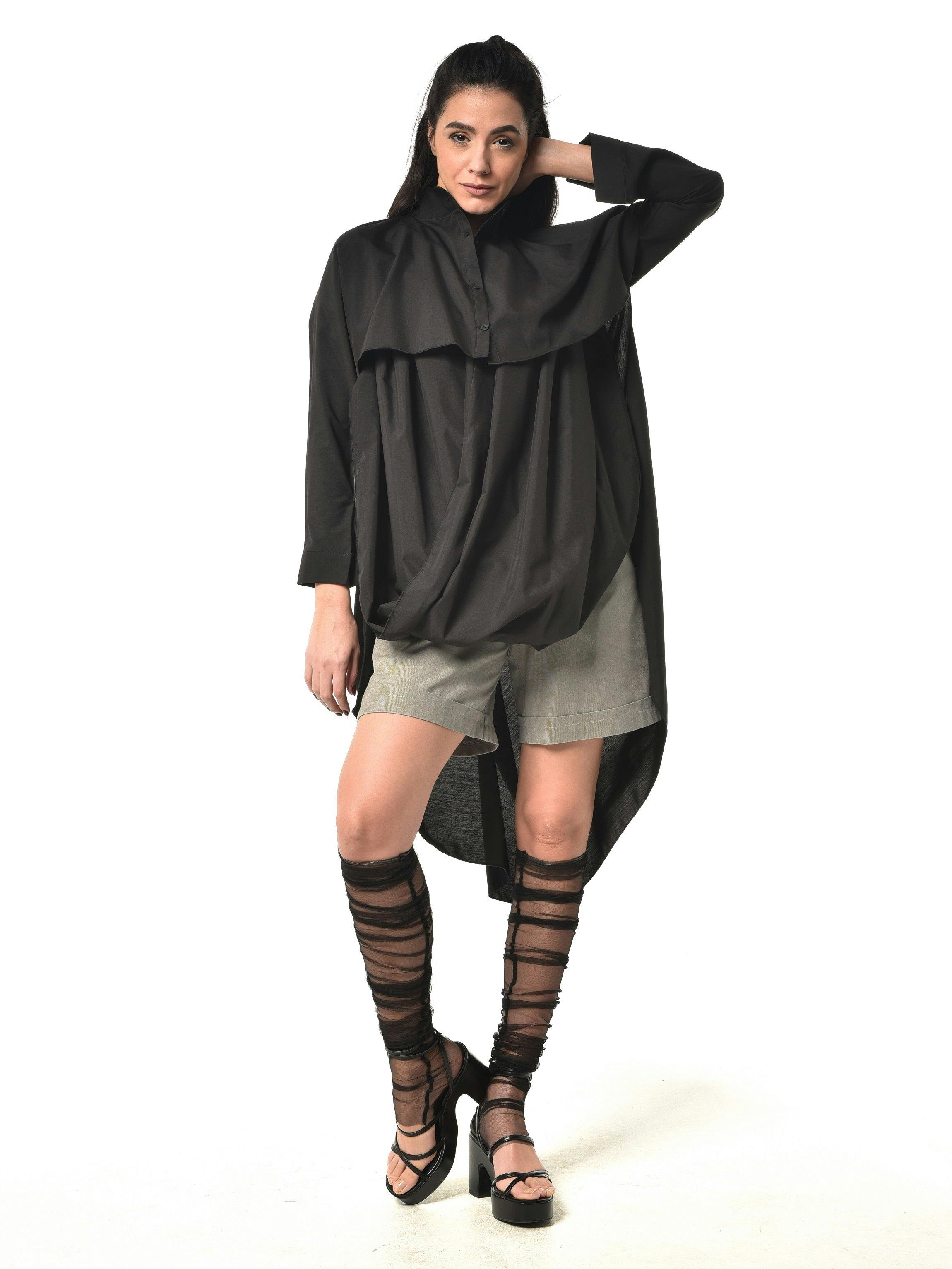 Thumbnail preview #3 for Extravagant Belted Long Cotton Shirt 