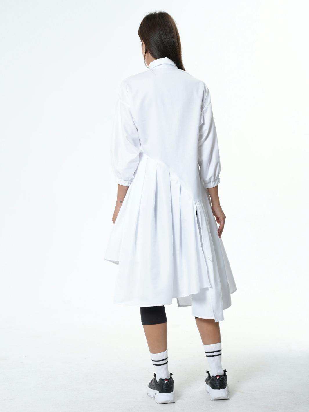 Thumbnail preview #1 for Asymmetric Cotton Tunic Shirt With ¾ sleeves