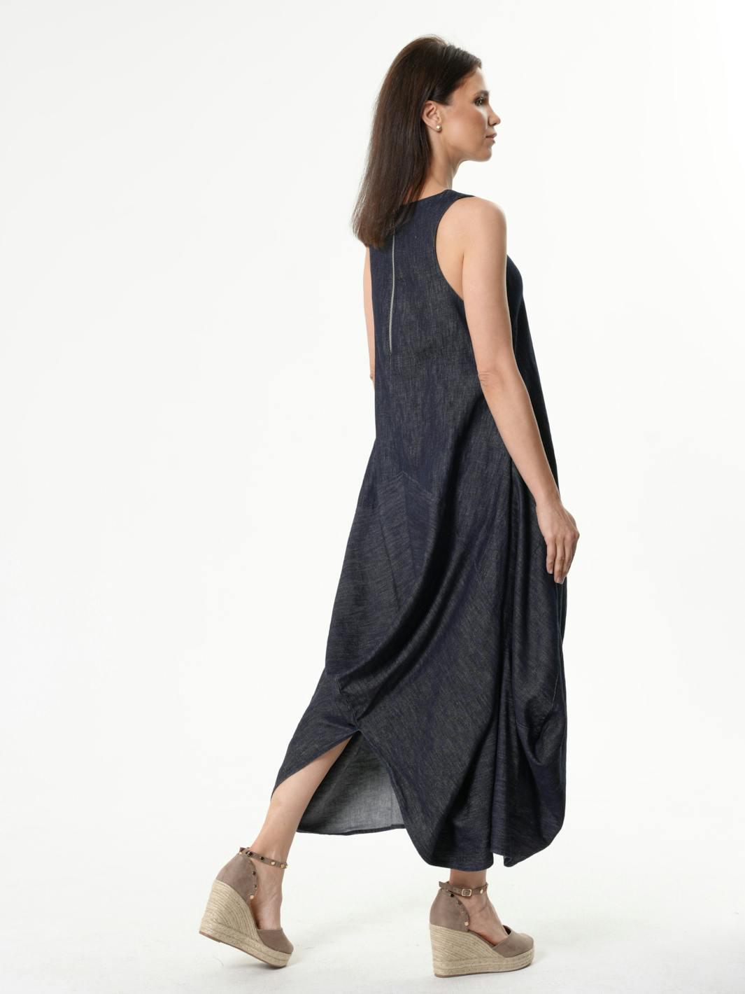 Thumbnail preview #4 for Long Denim Dress With Linen