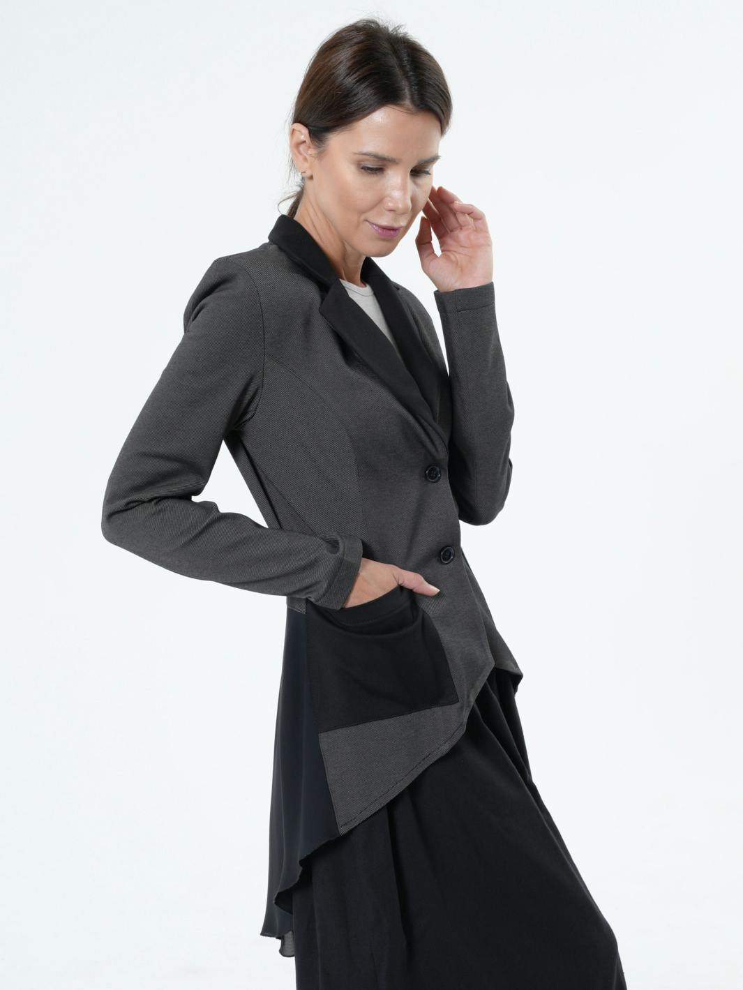 Thumbnail preview #3 for Asymmetric Blazer With Chiffon At The Back