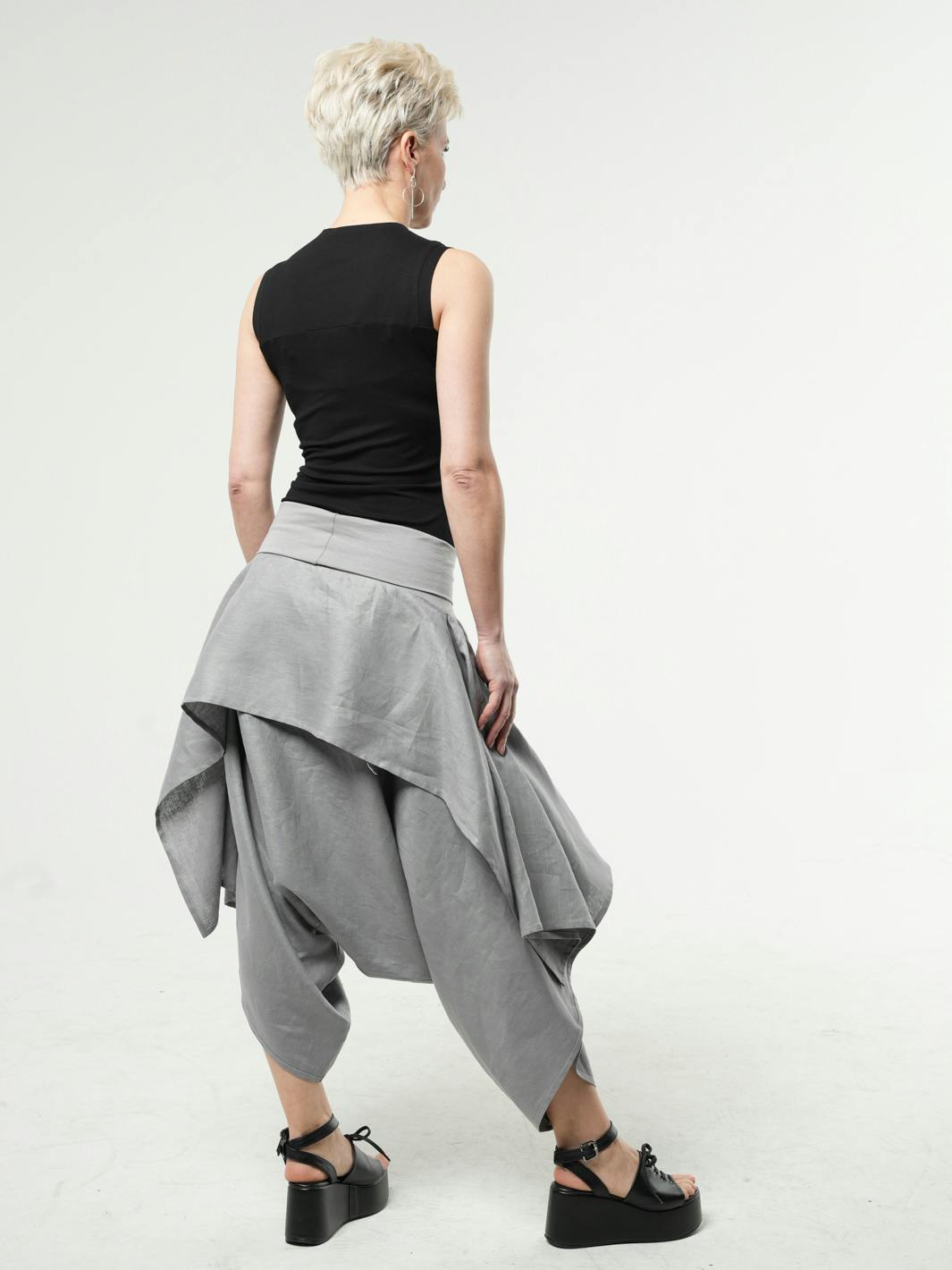 Thumbnail preview #6 for Linen Skirt Pants With Elastic Waist