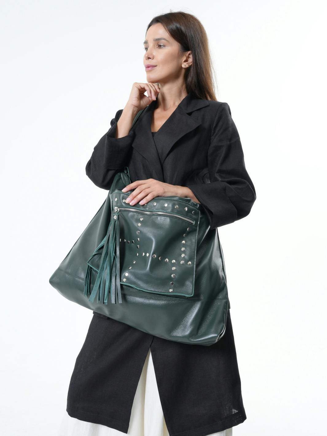 Thumbnail preview #1 for Oversized Slouchy Tote Bag In Green 