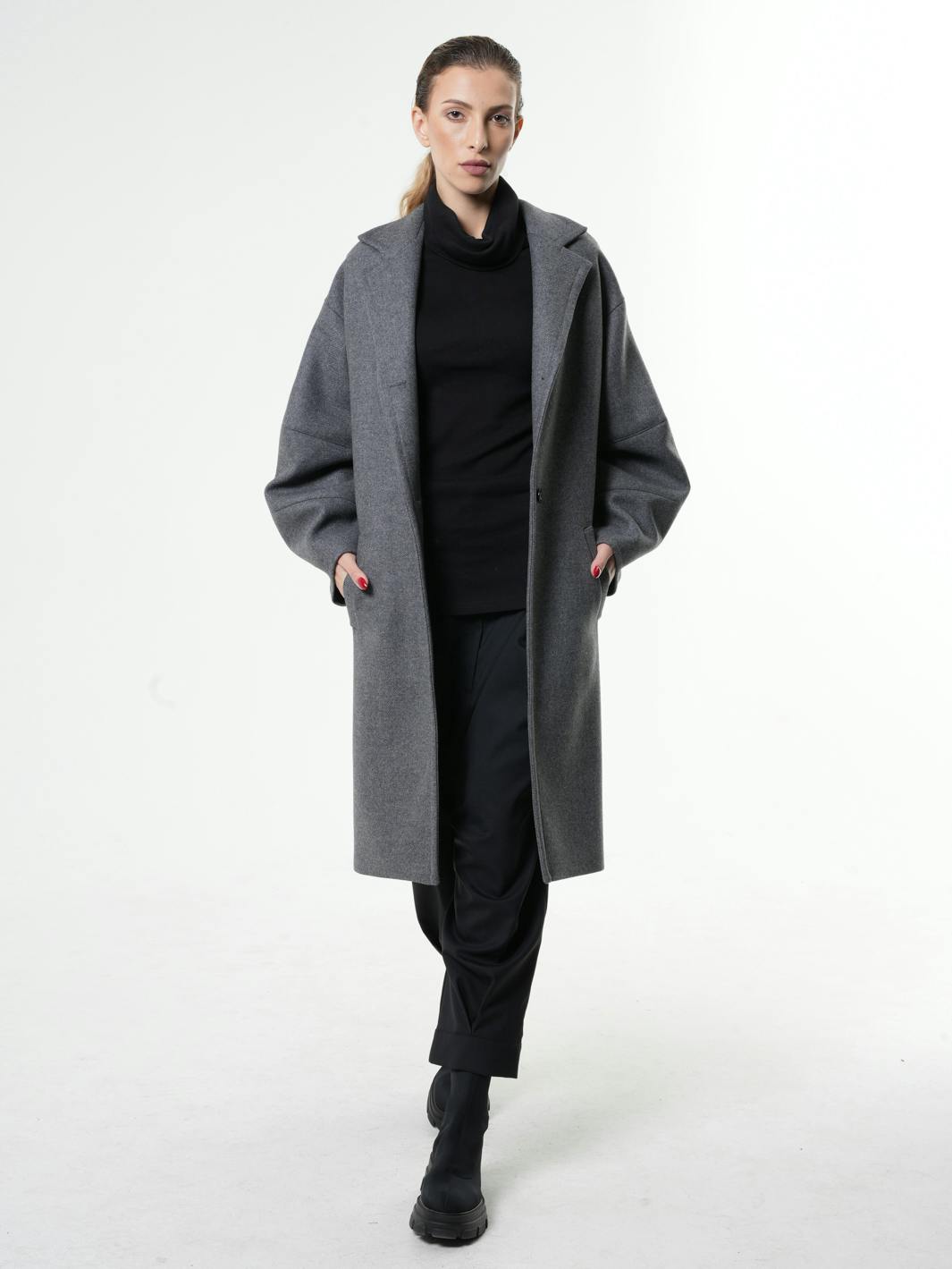 Thumbnail preview #1 for Long Gray Wool Coat 