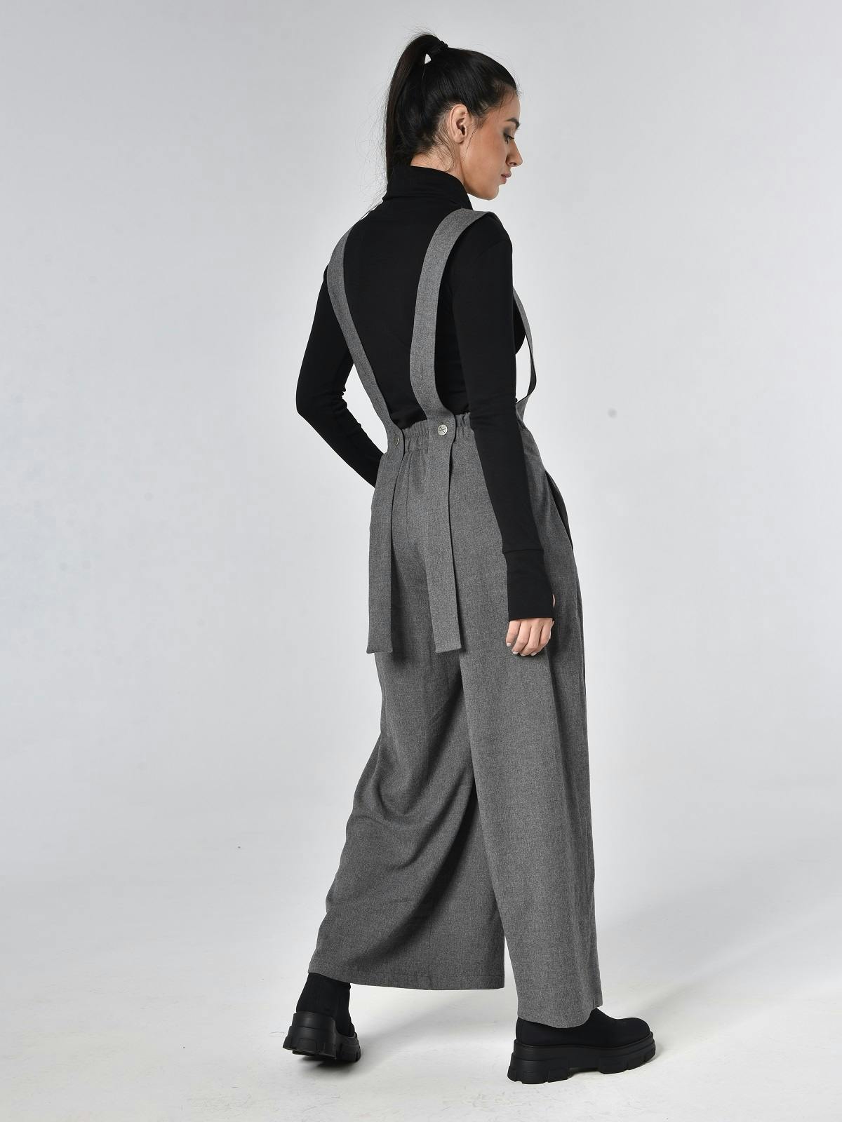 Thumbnail preview #3 for Wide-Leg Wool Pants With Suspenders 