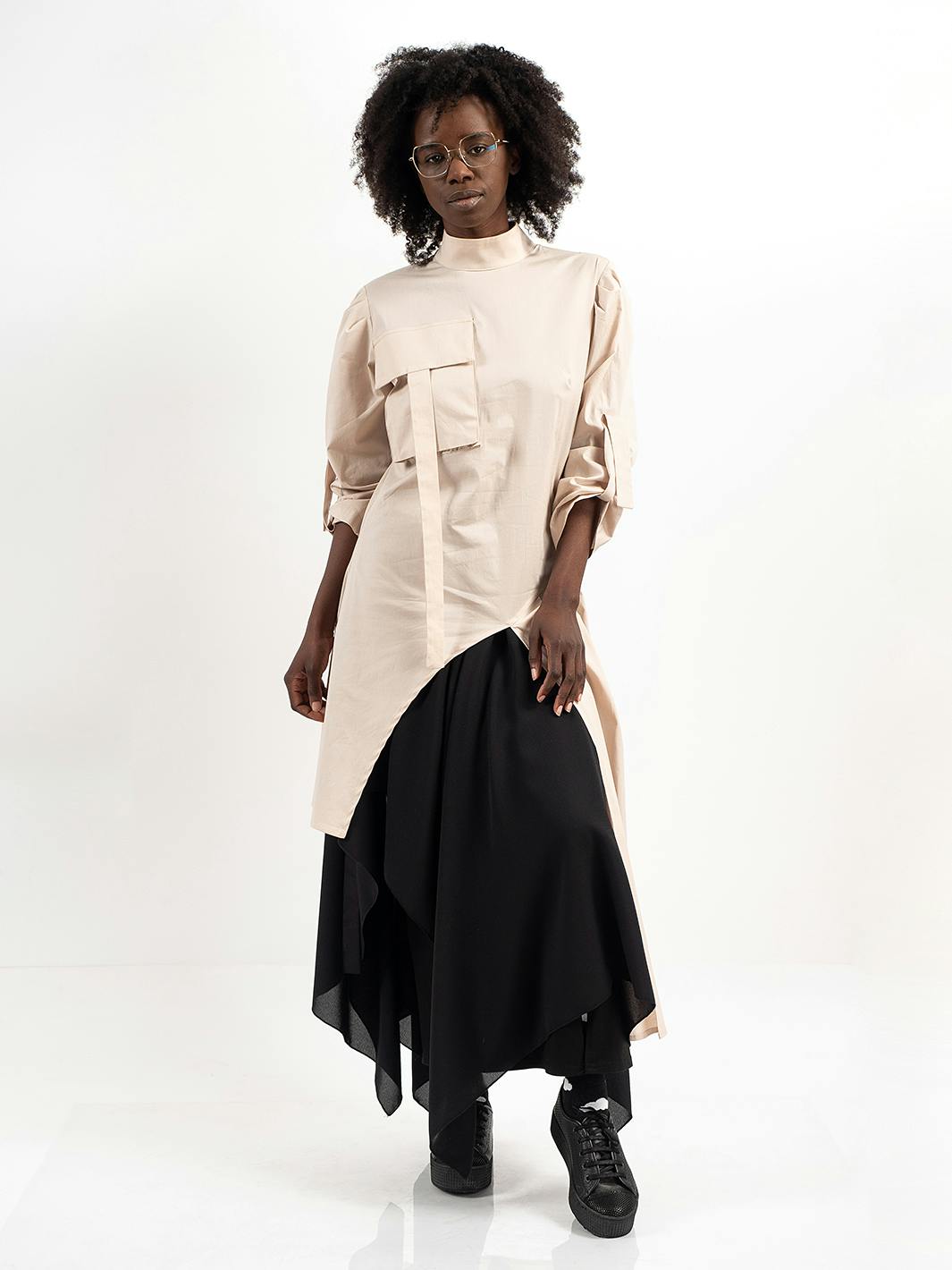 Thumbnail preview #0 for Avant Garde Tunic Shirt With Pleats and Pockets 