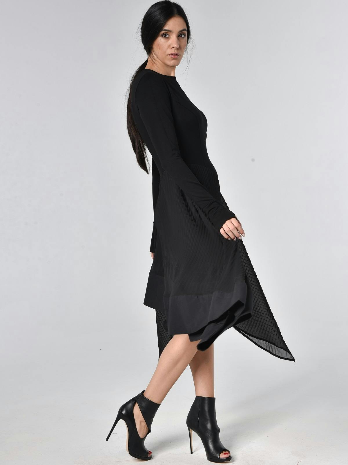 Thumbnail preview #2 for Black Pleated Chiffon Dress