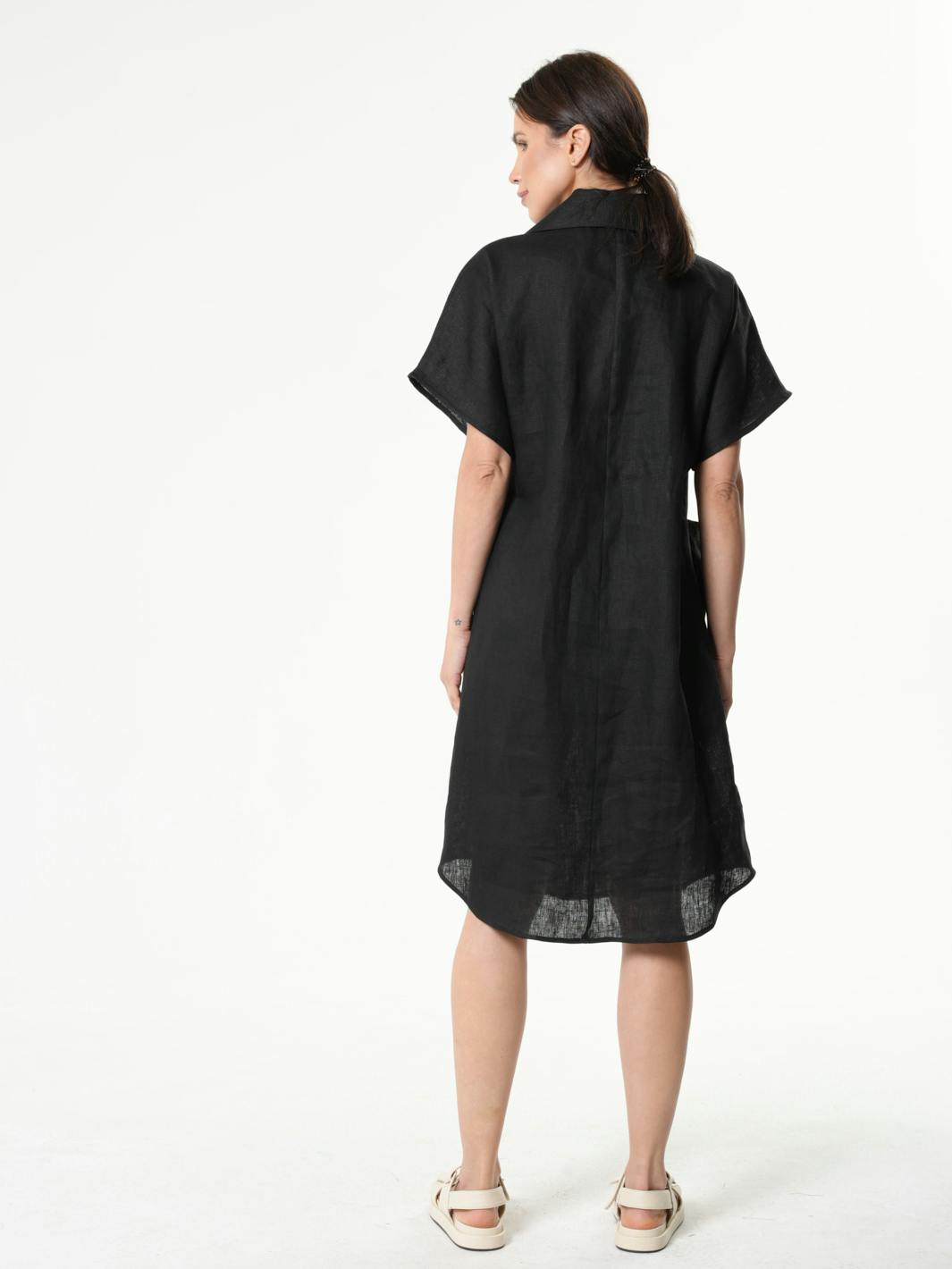 Thumbnail preview #5 for Midi Linen Dress With Side Pockets