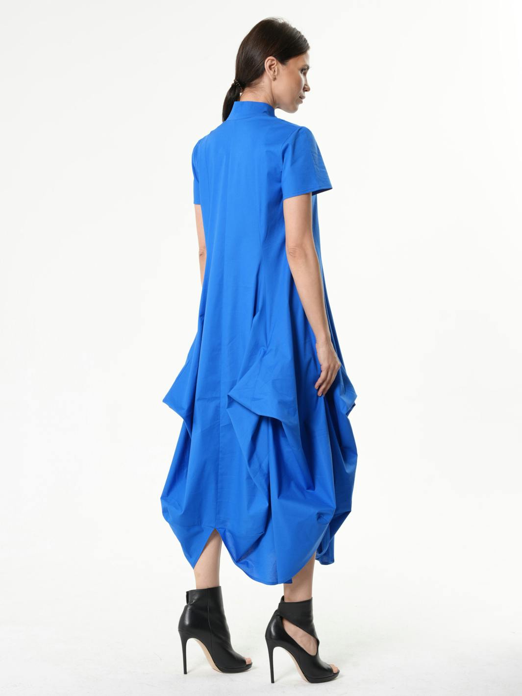 Thumbnail preview #2 for Asymmetric Collared Dress With Short Sleeves 