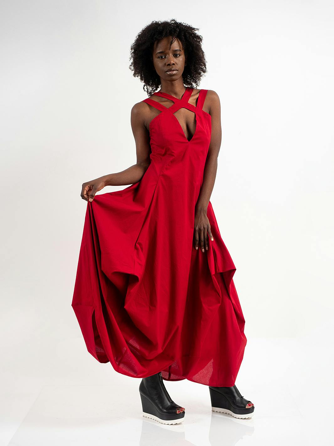 Thumbnail preview #2 for Asymmetric Long Cotton Dress