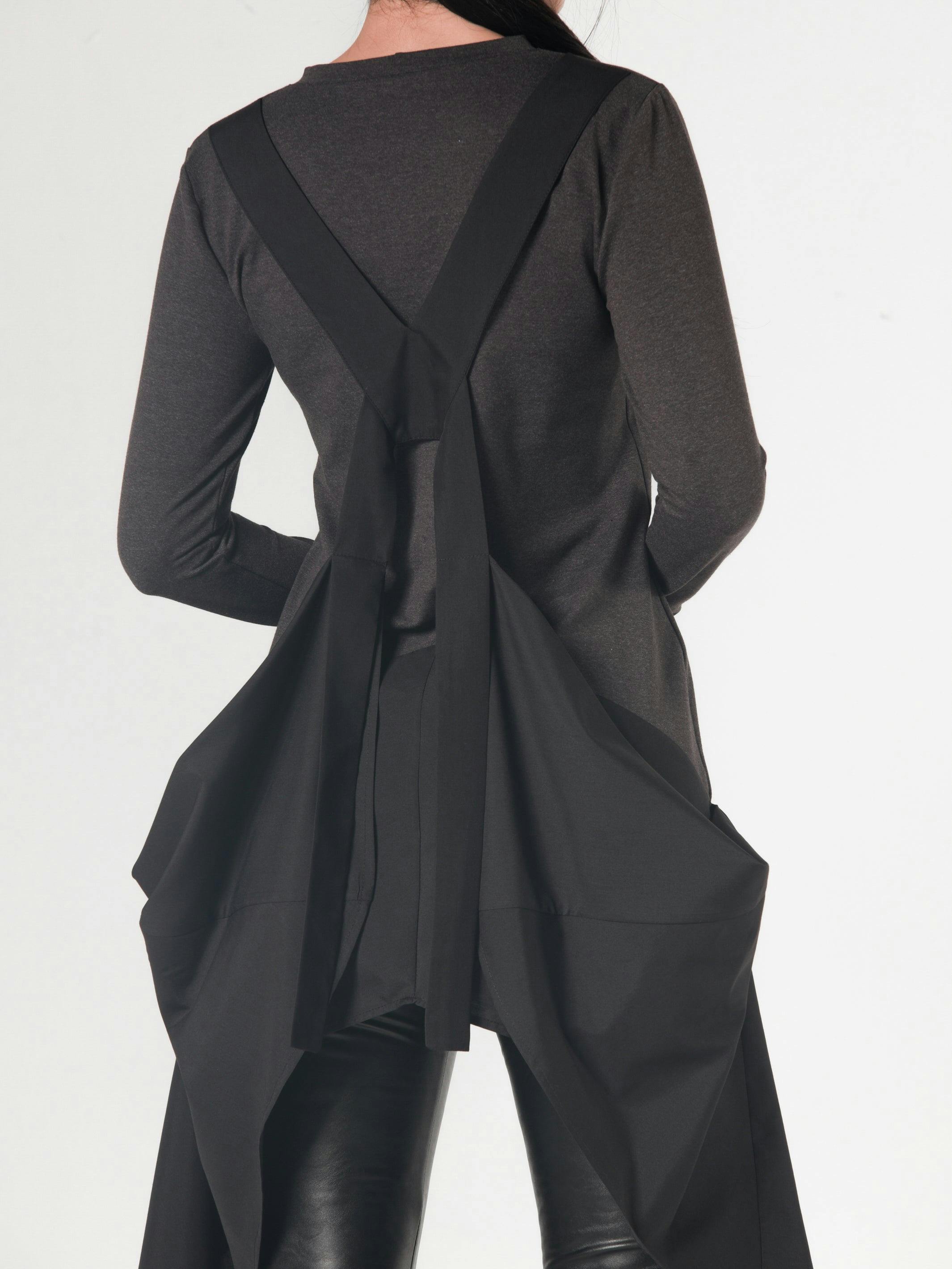 Thumbnail preview #4 for Asymmetric Dark Grey Tunic With Chiffon 