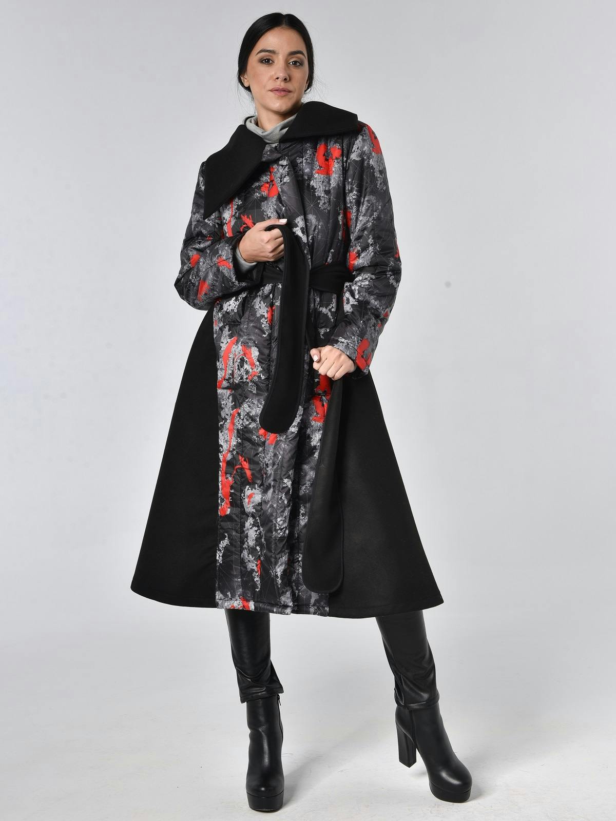 Thumbnail preview #3 for Long Colorful Belted Coat 