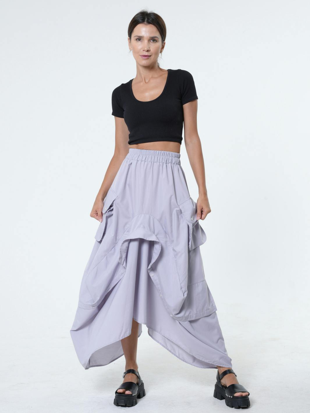 Maxi Skirt With Drapings In Gray, a product by METAMORPHOZA