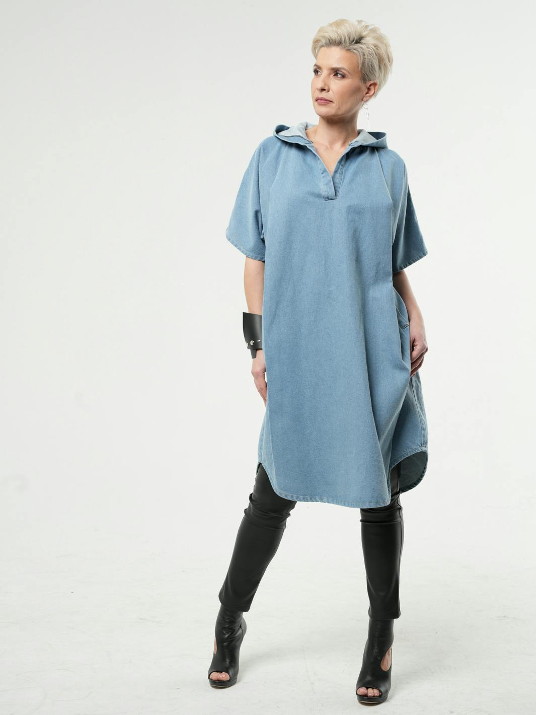 Oversized Denim Hooded Dress, a product by METAMORPHOZA