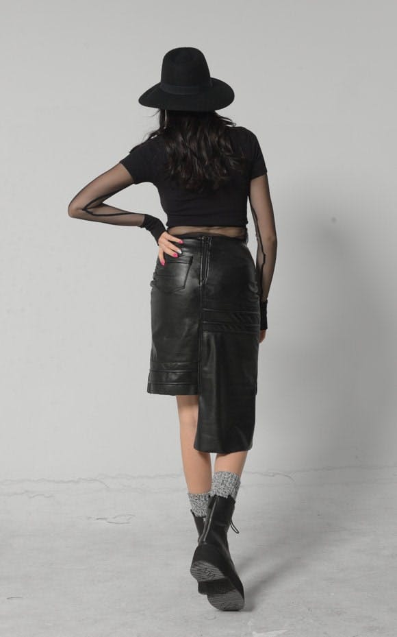 Thumbnail preview #4 for Vegan Leather Asymmetric Skirt