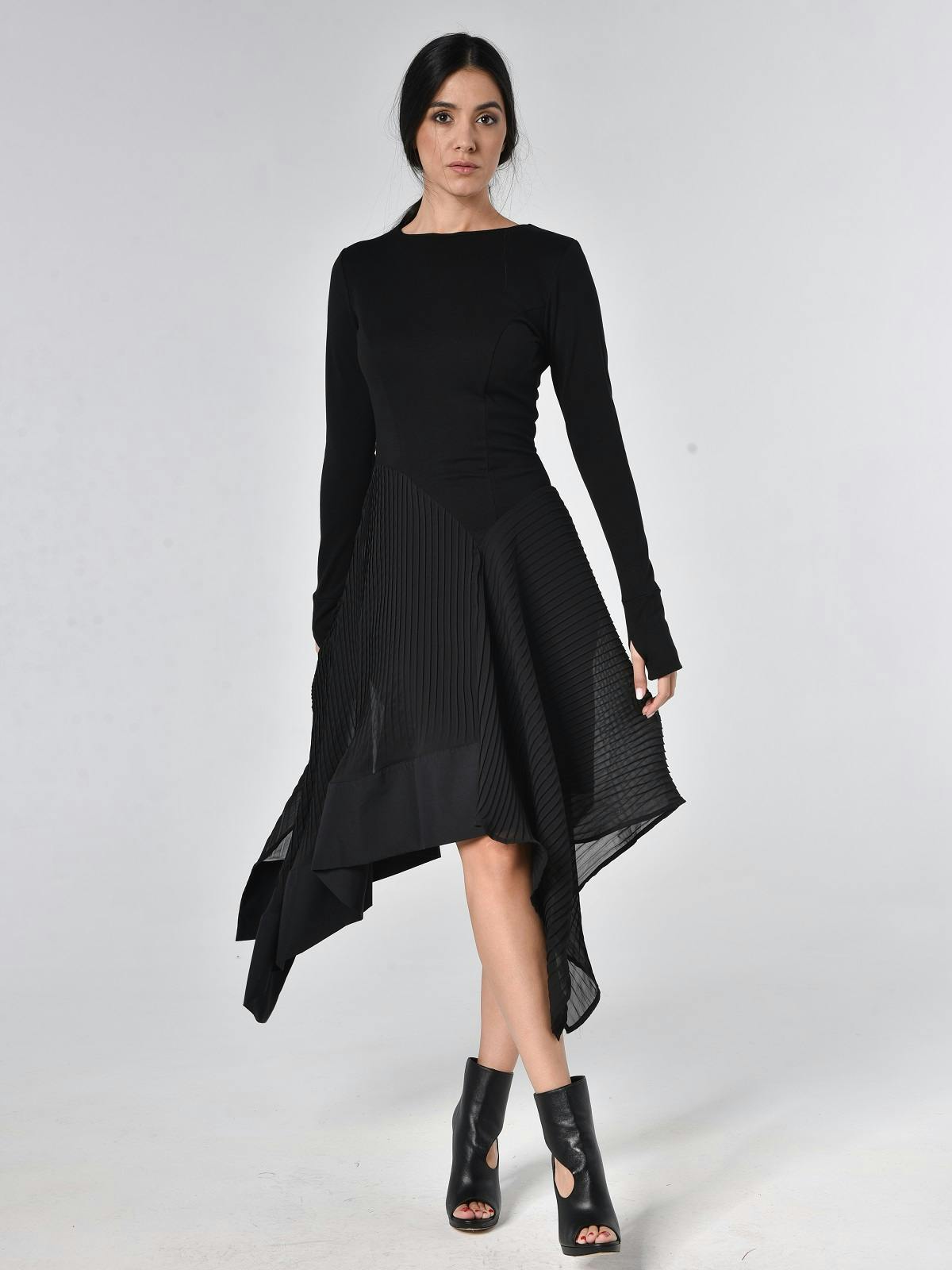 Thumbnail preview #3 for Black Pleated Chiffon Dress