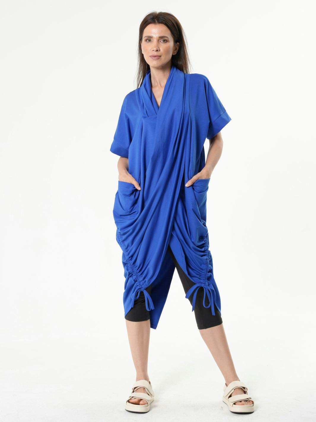 Thumbnail preview #0 for Extravagant Draped Tunic In Blue