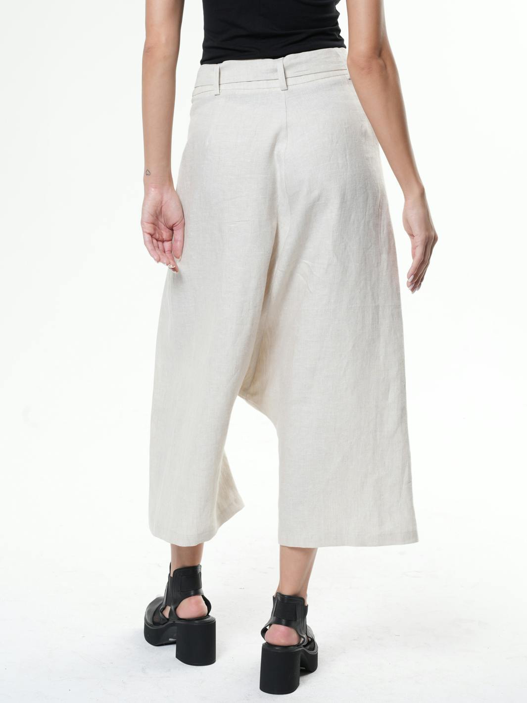 Thumbnail preview #4 for Belted Linen Harem Pants