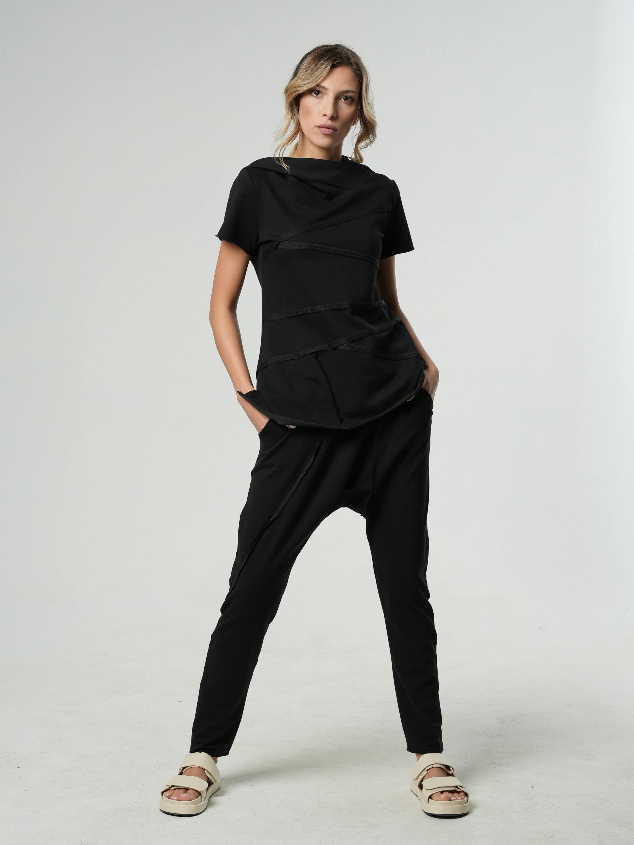 Two Piece Hooded Set In Black, a product by METAMORPHOZA