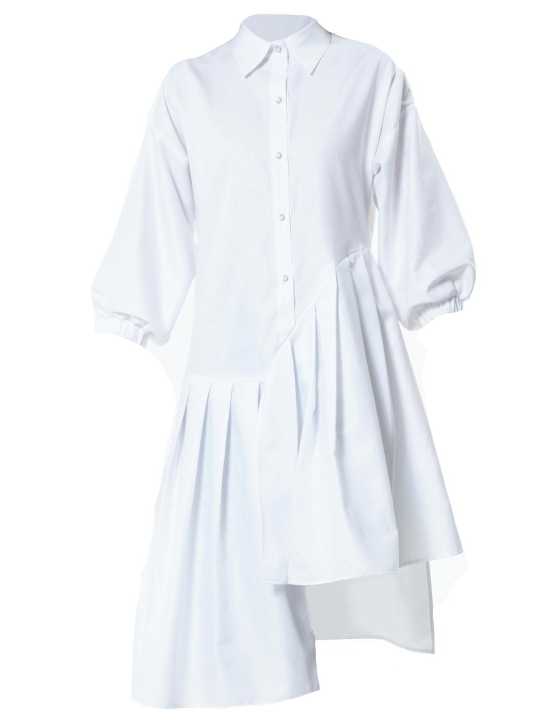 Thumbnail preview #4 for Asymmetric Cotton Tunic Shirt With ¾ sleeves