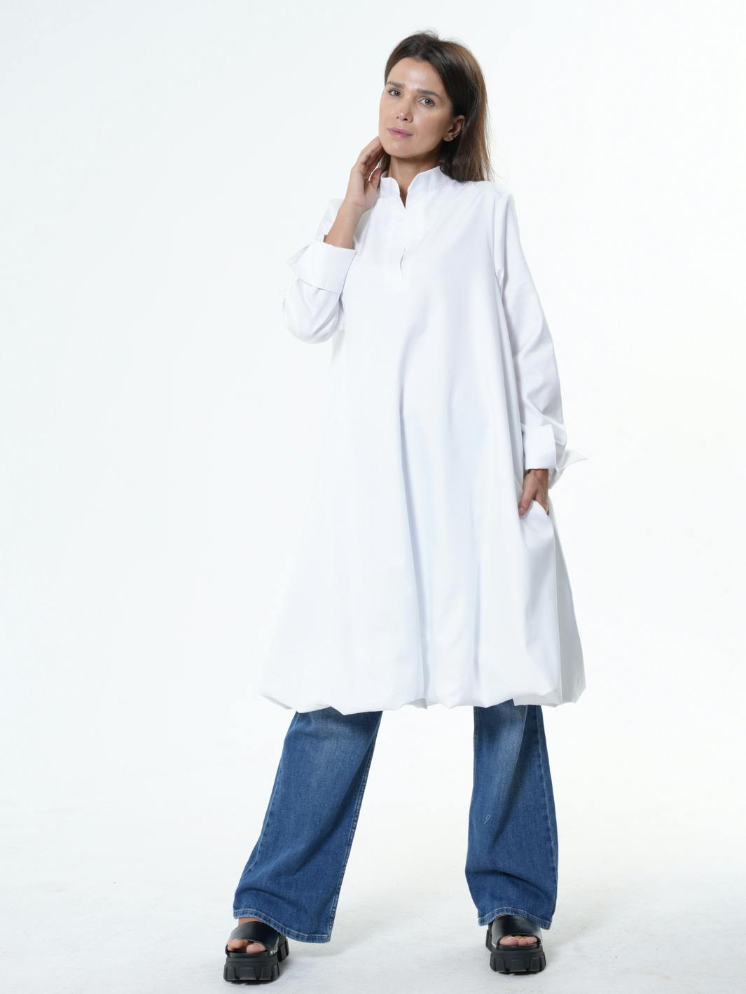 Thumbnail preview #4 for Long Sleeve Tunic Dress In White