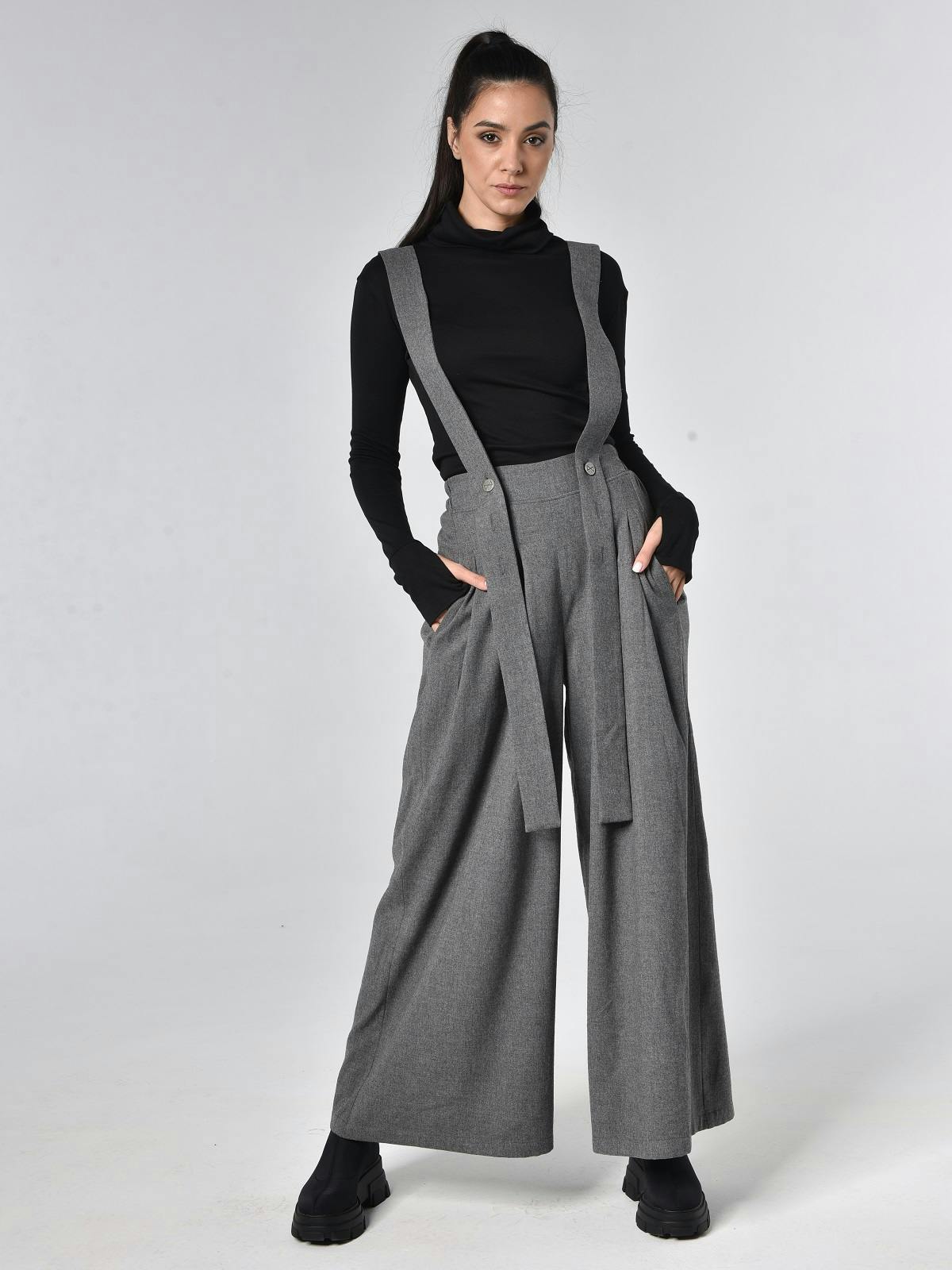 Wide-Leg Wool Pants With Suspenders , a product by METAMORPHOZA