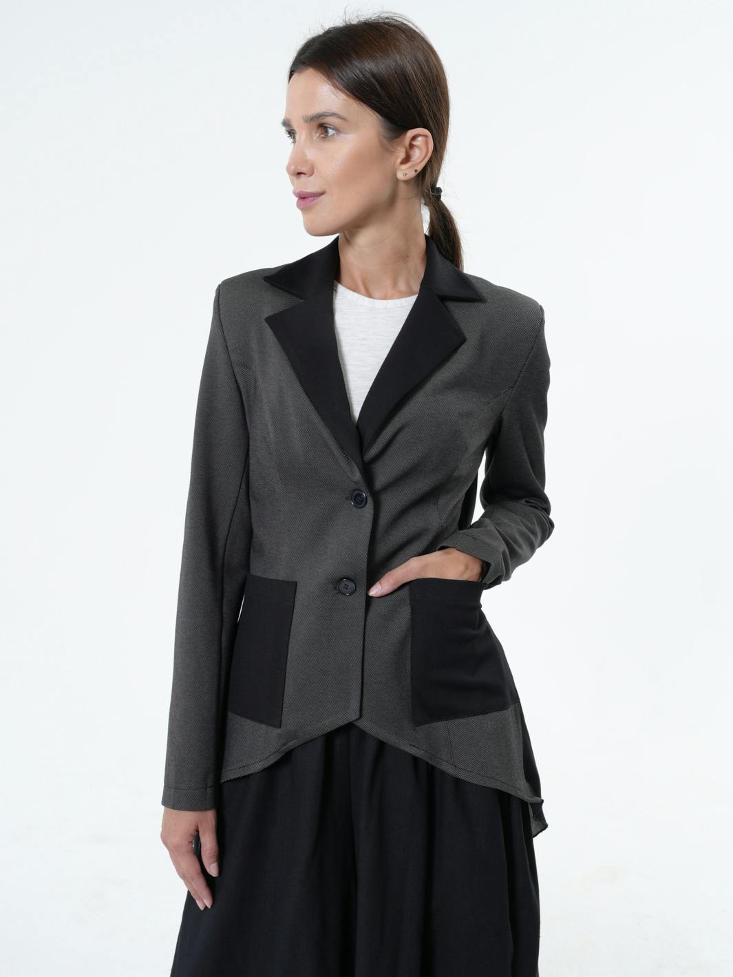 Thumbnail preview #4 for Asymmetric Blazer With Chiffon At The Back