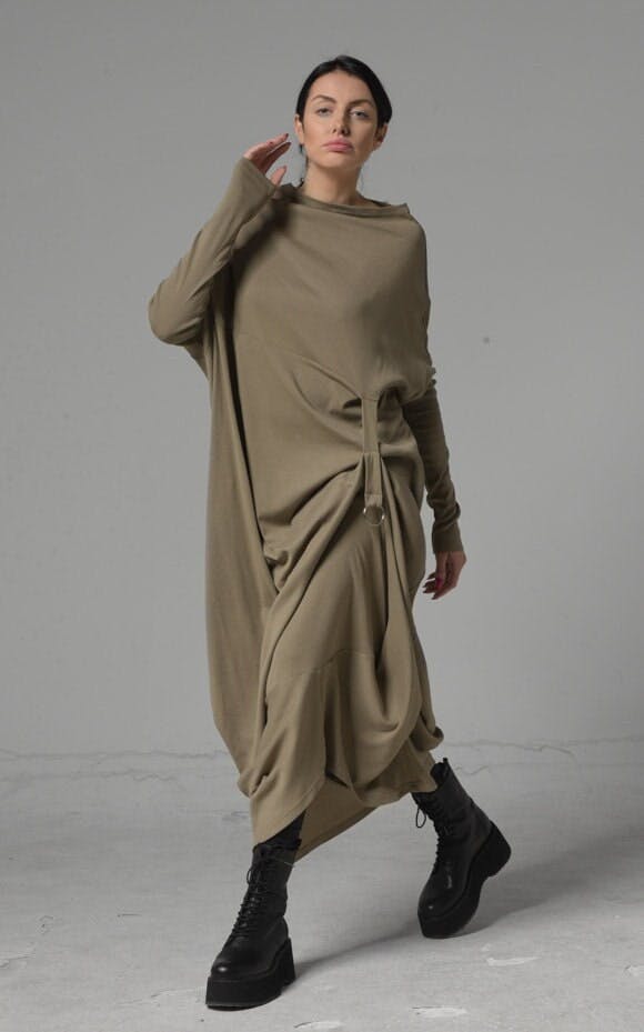 Thumbnail preview #1 for Long Sleeve Maxi Dress With Avant Garde Accent