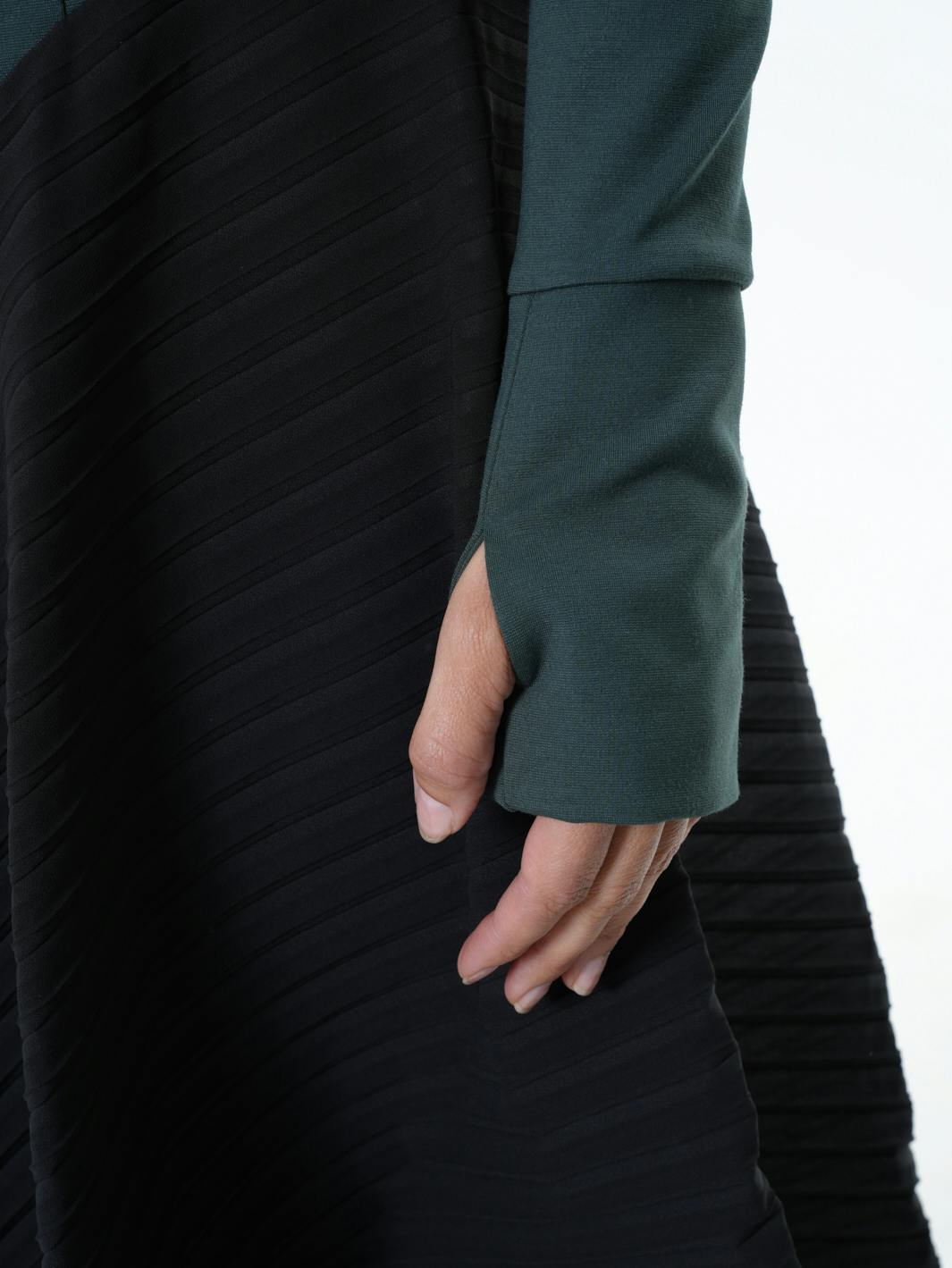 Thumbnail preview #10 for Asymmetric Dress In Petrol With Pleated Chiffon Layer 