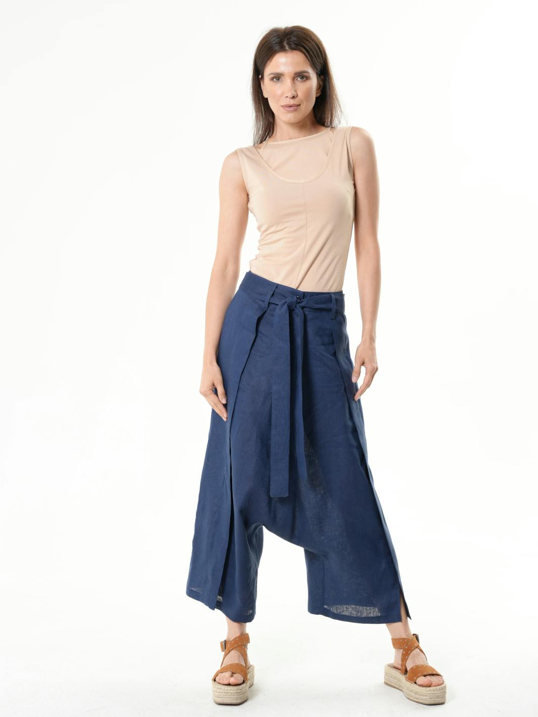 Linen Drop-Crotch Pants, a product by METAMORPHOZA