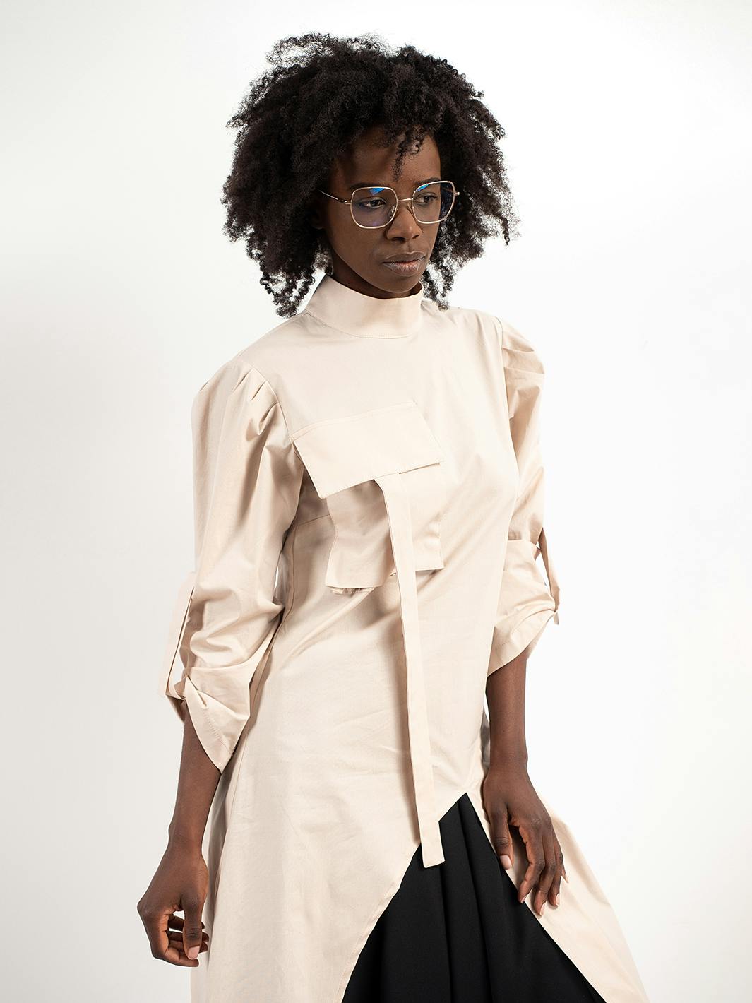 Thumbnail preview #5 for Avant Garde Tunic Shirt With Pleats and Pockets 