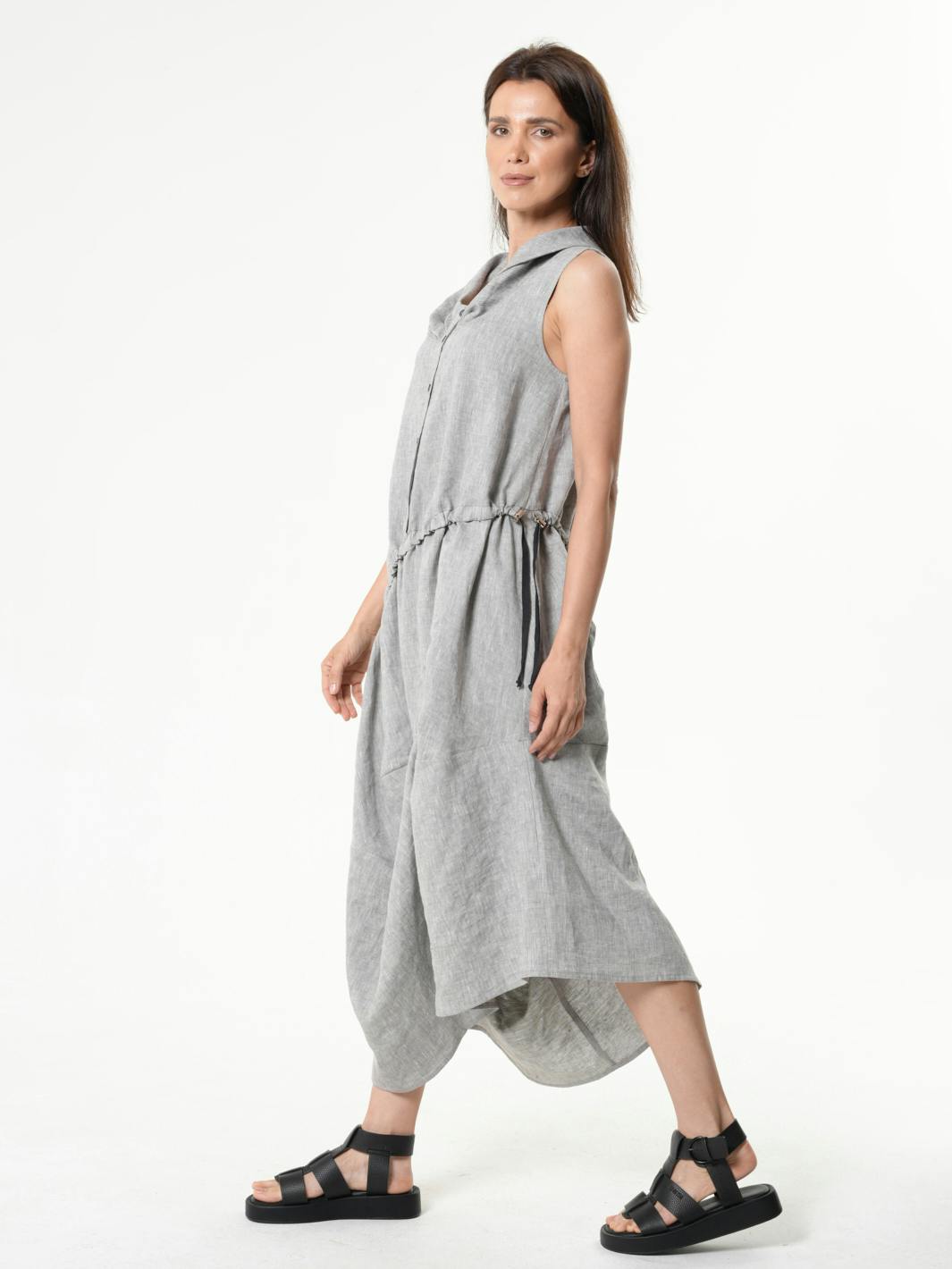 Thumbnail preview #2 for Linen Dress With Asymmetric Hem