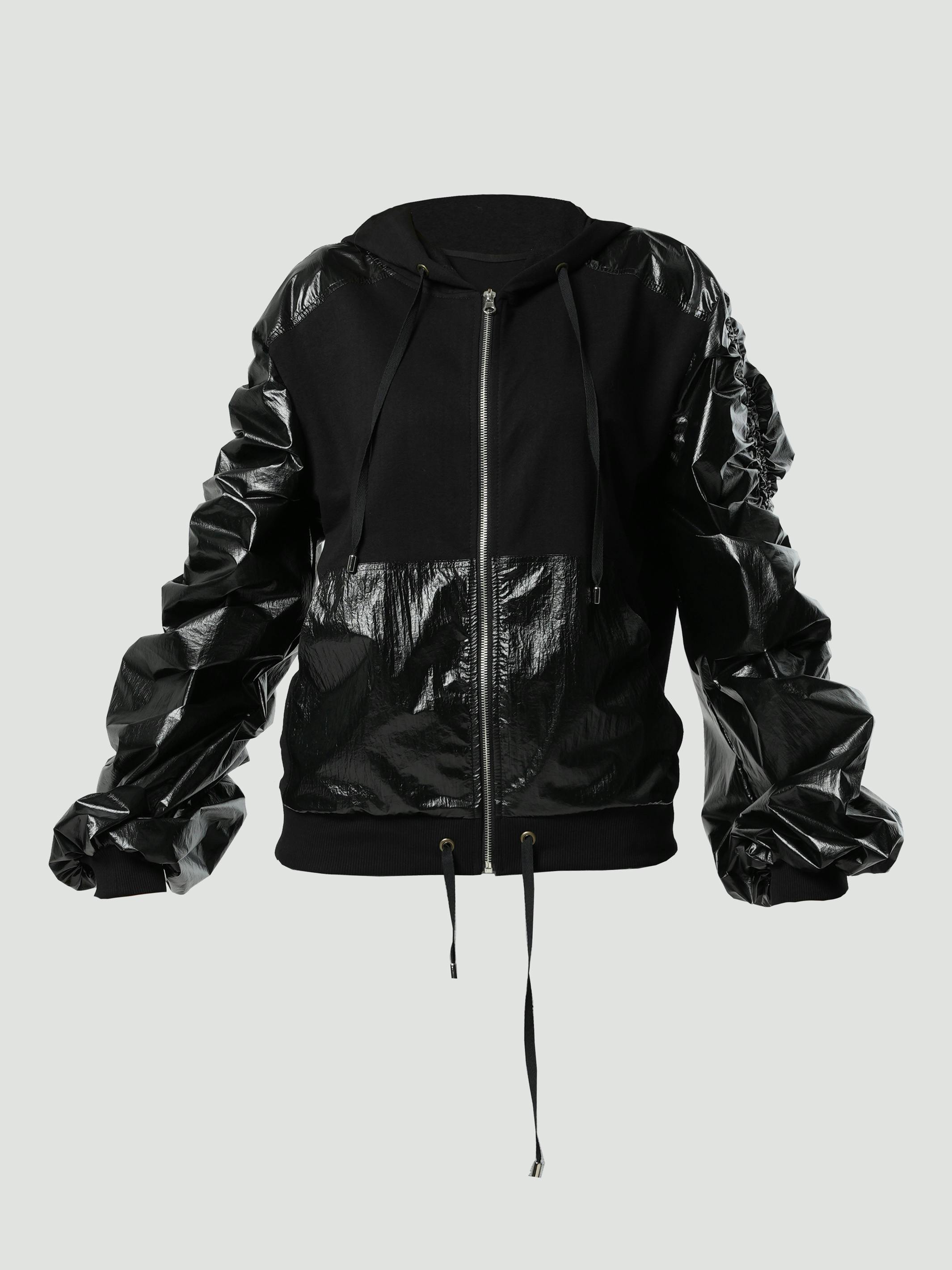 Thumbnail preview #3 for Shiny Hooded Jacket In Black