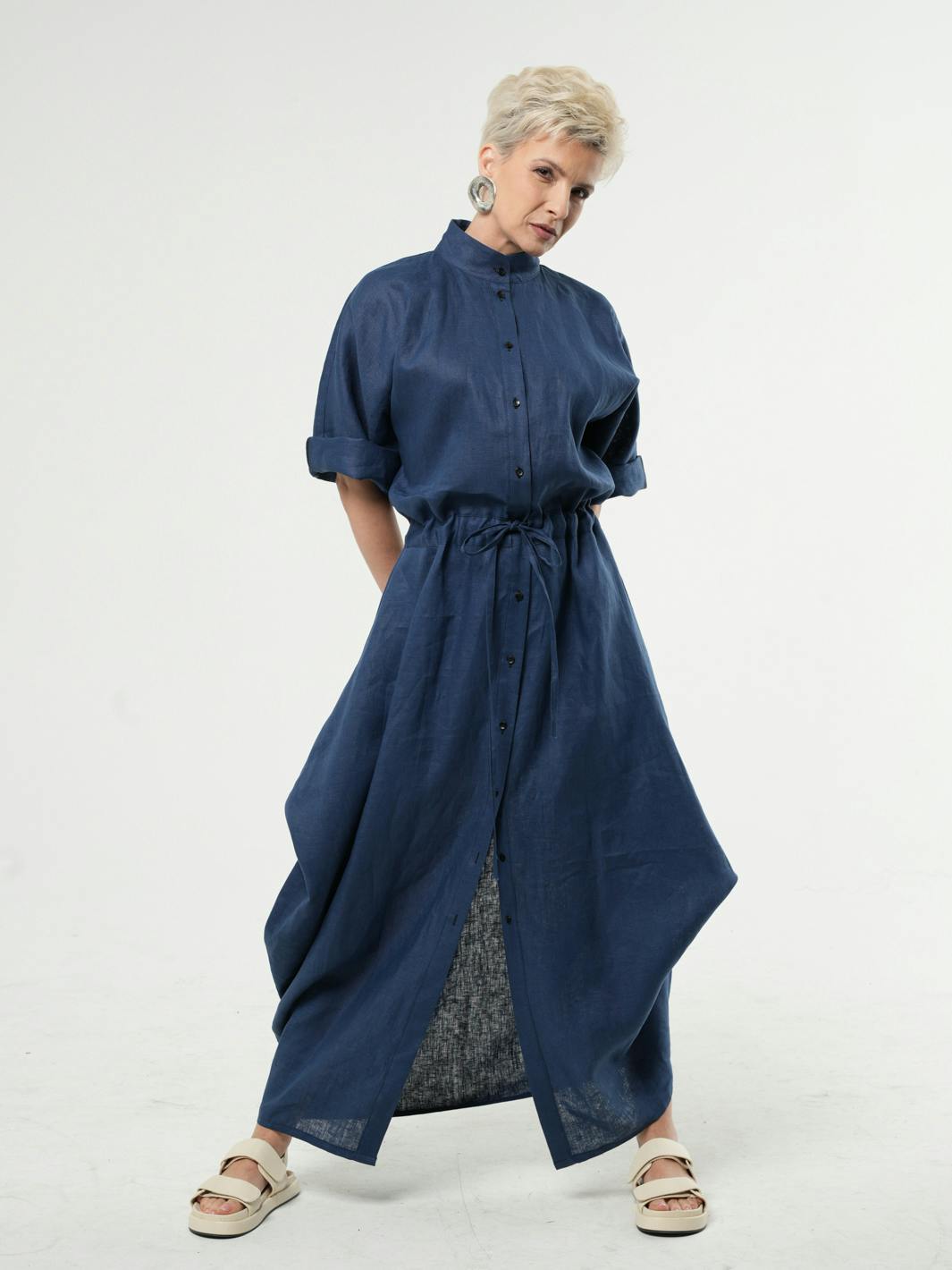Thumbnail preview #1 for Maxi Linen Shirt Dress