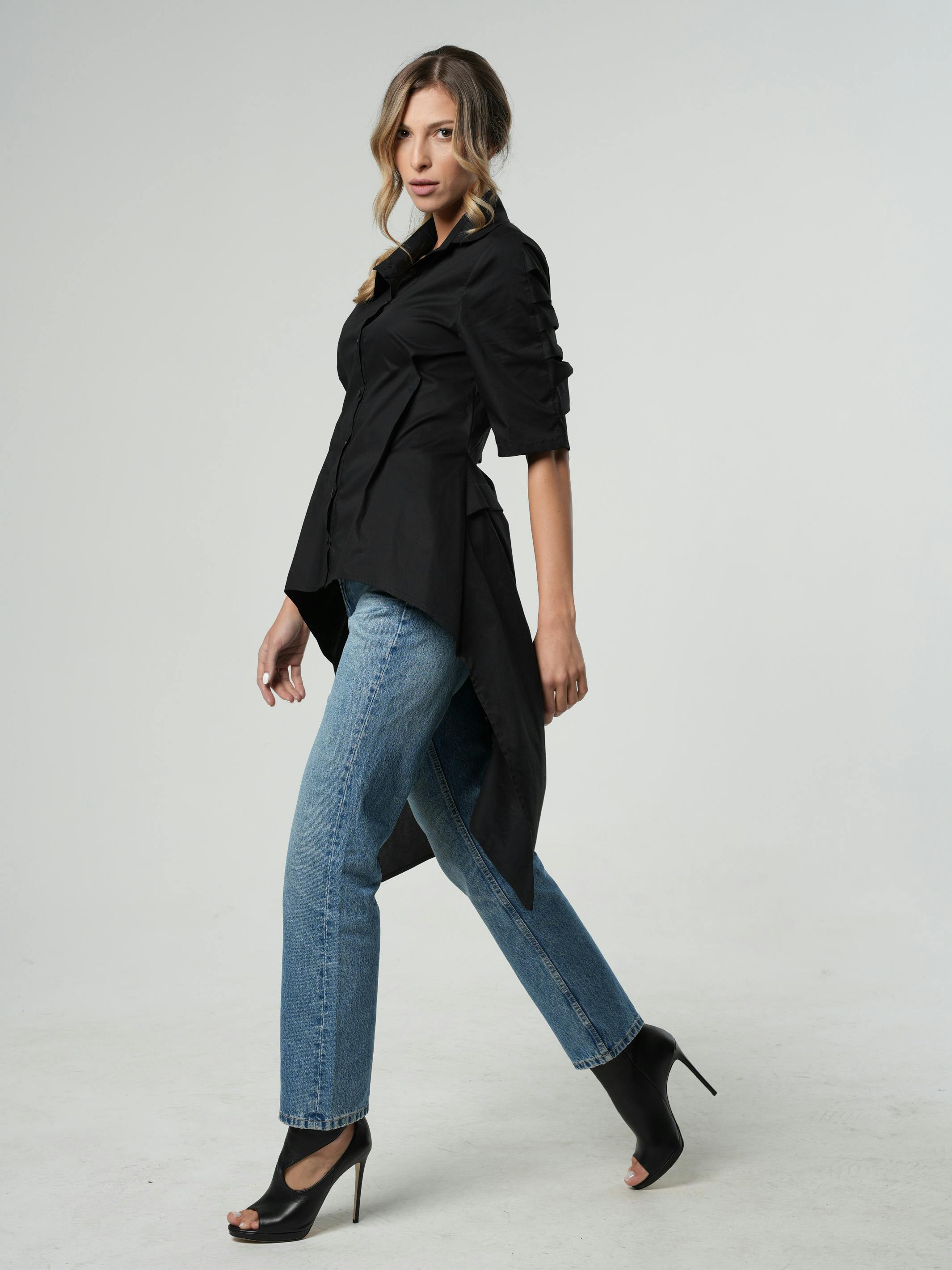 Thumbnail preview #2 for Asymmetric Shirt With Open Back