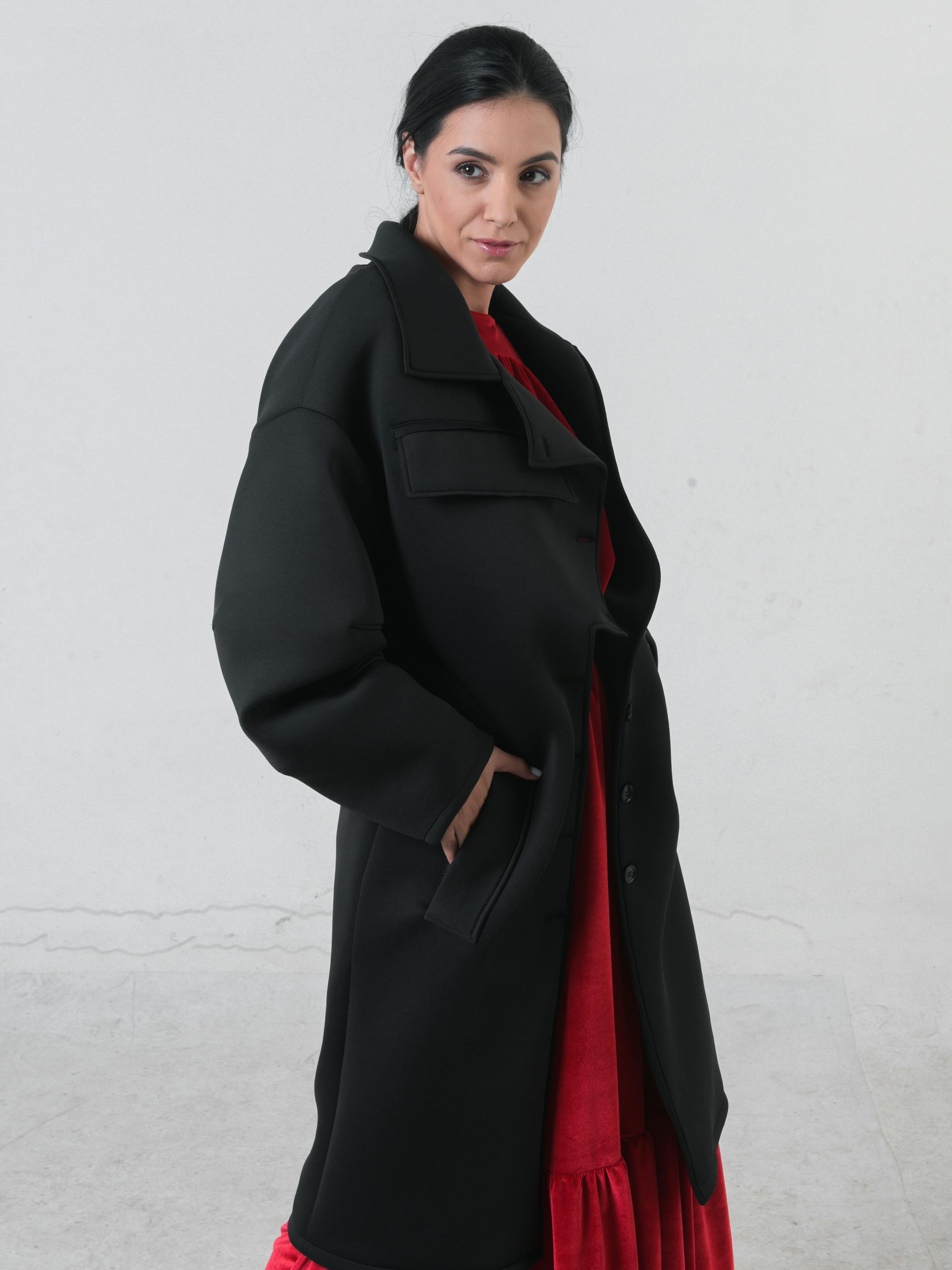 Thumbnail preview #4 for Long Black Neoprene Coat