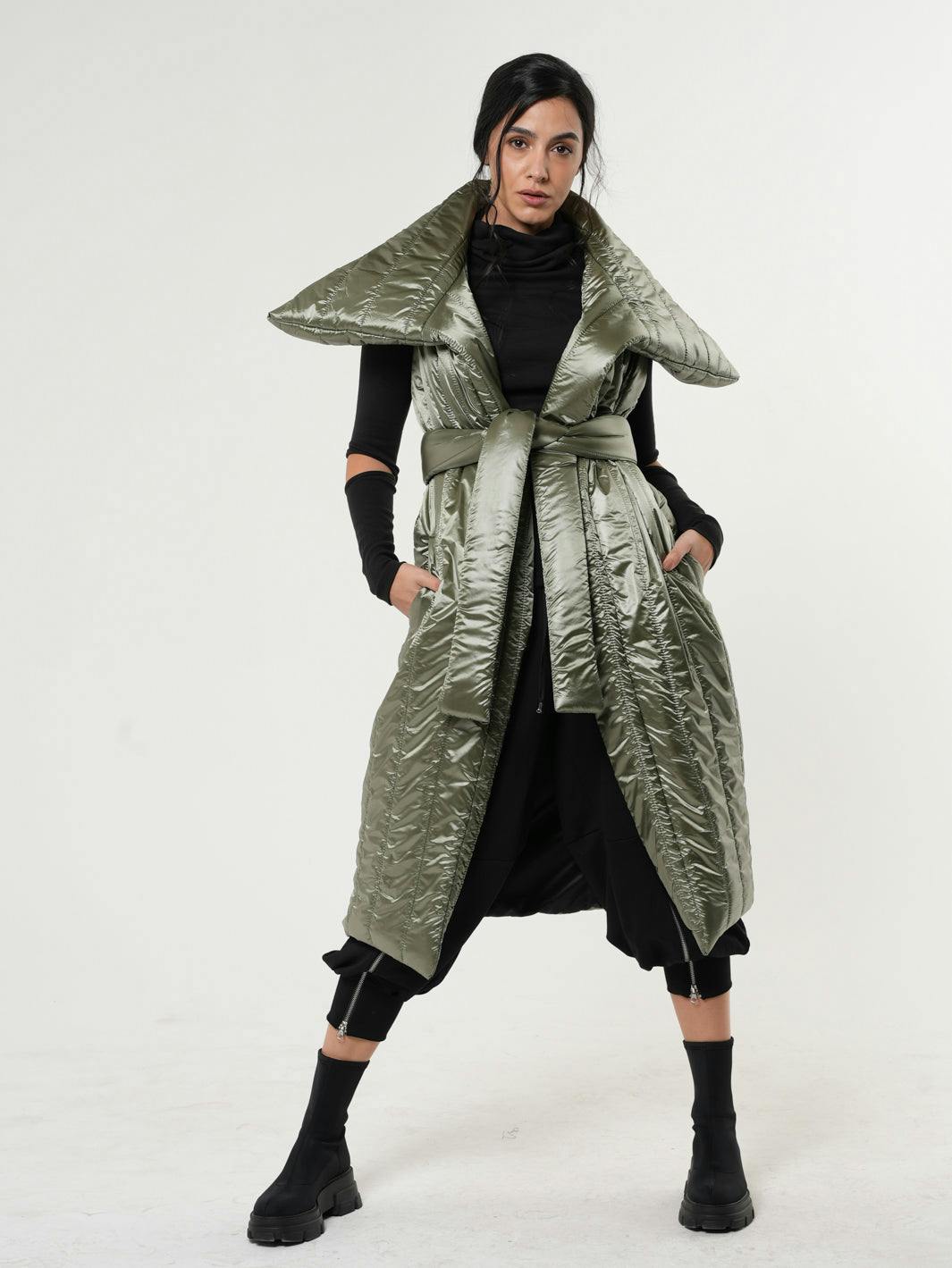 Shiny Long Puffer Vest, a product by METAMORPHOZA