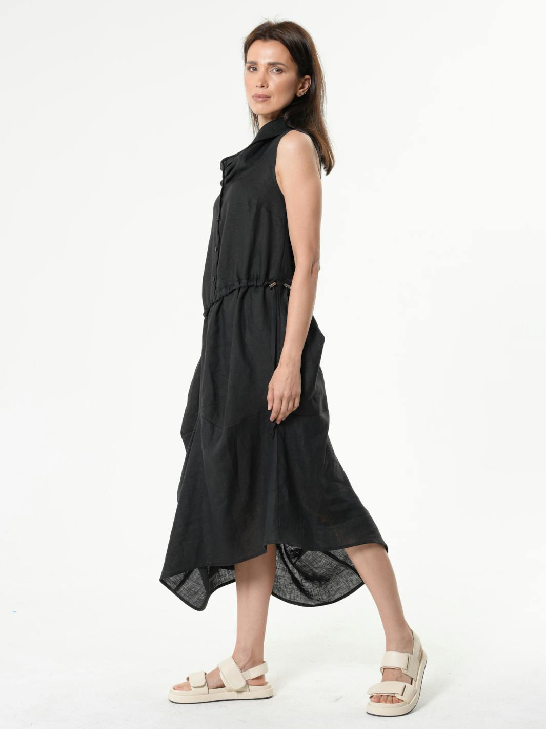 Thumbnail preview #3 for Linen Dress With Asymmetric Hem